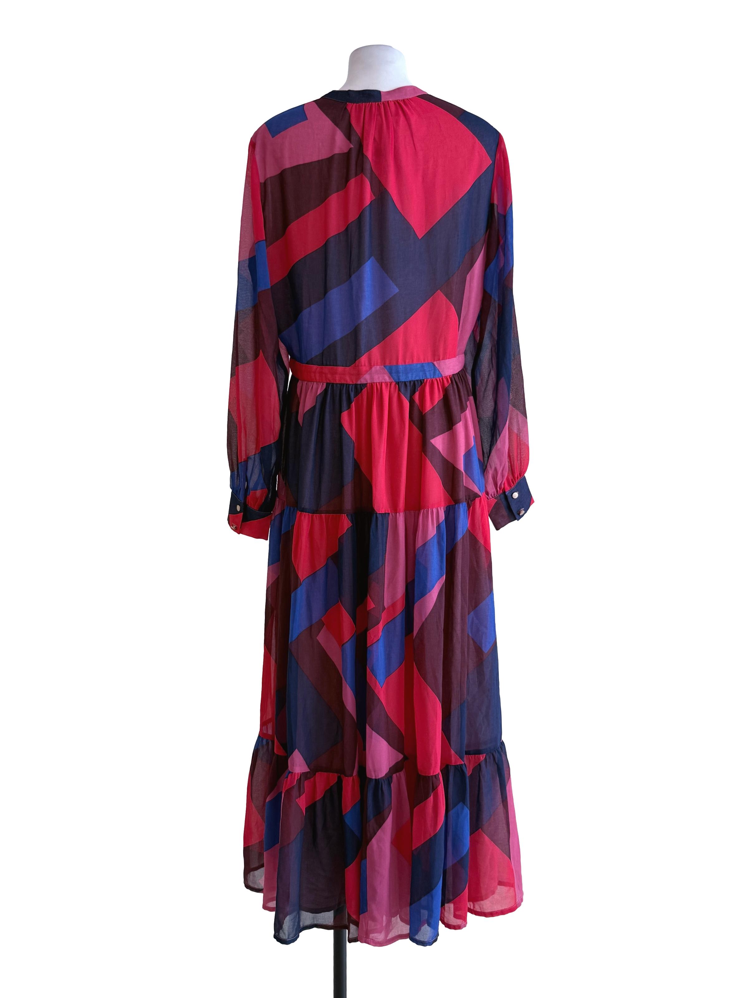 Red Blue Geometric Pattern Dress