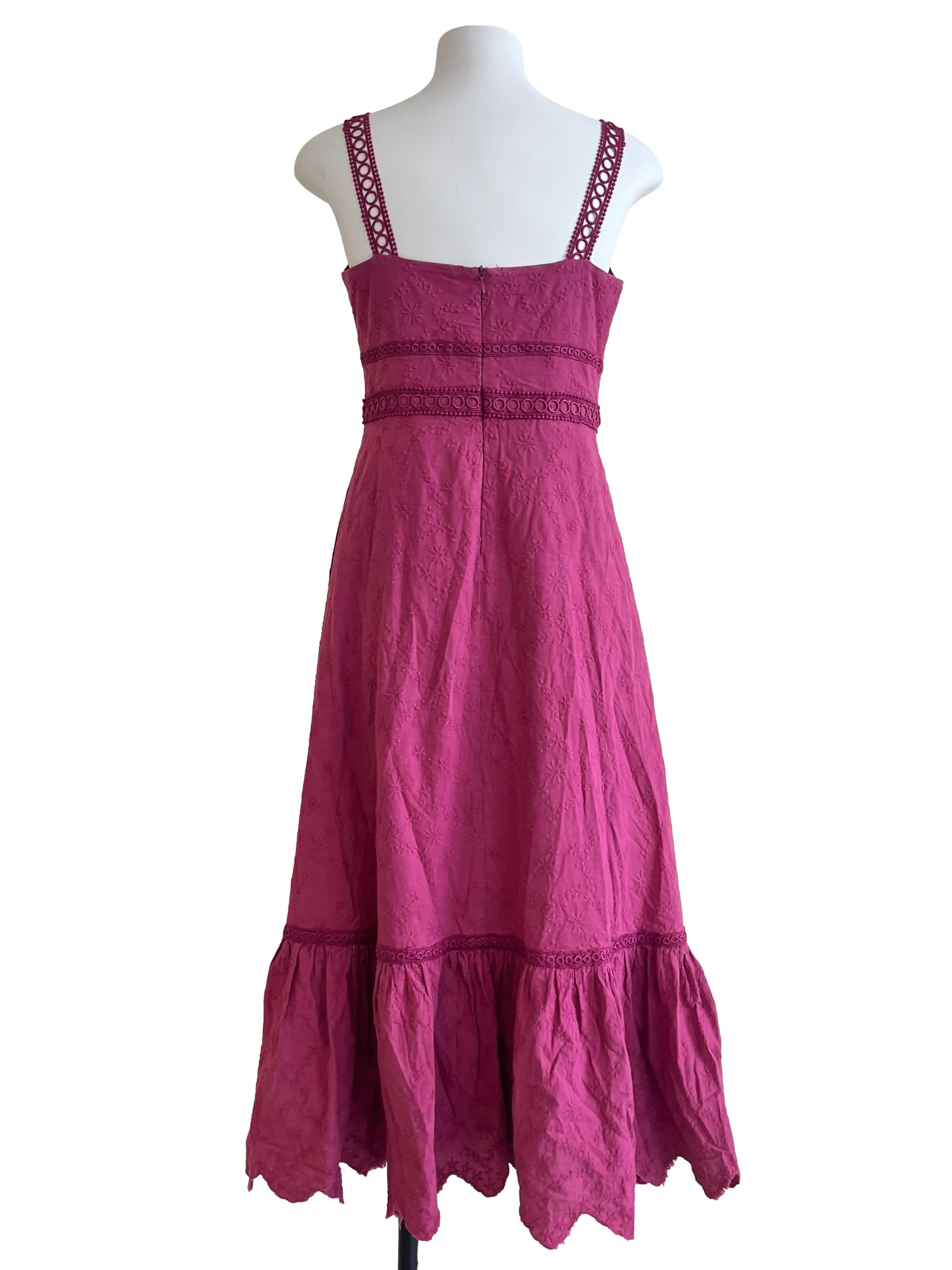 Magenta Pink Sweetheart Lace Hem Dress