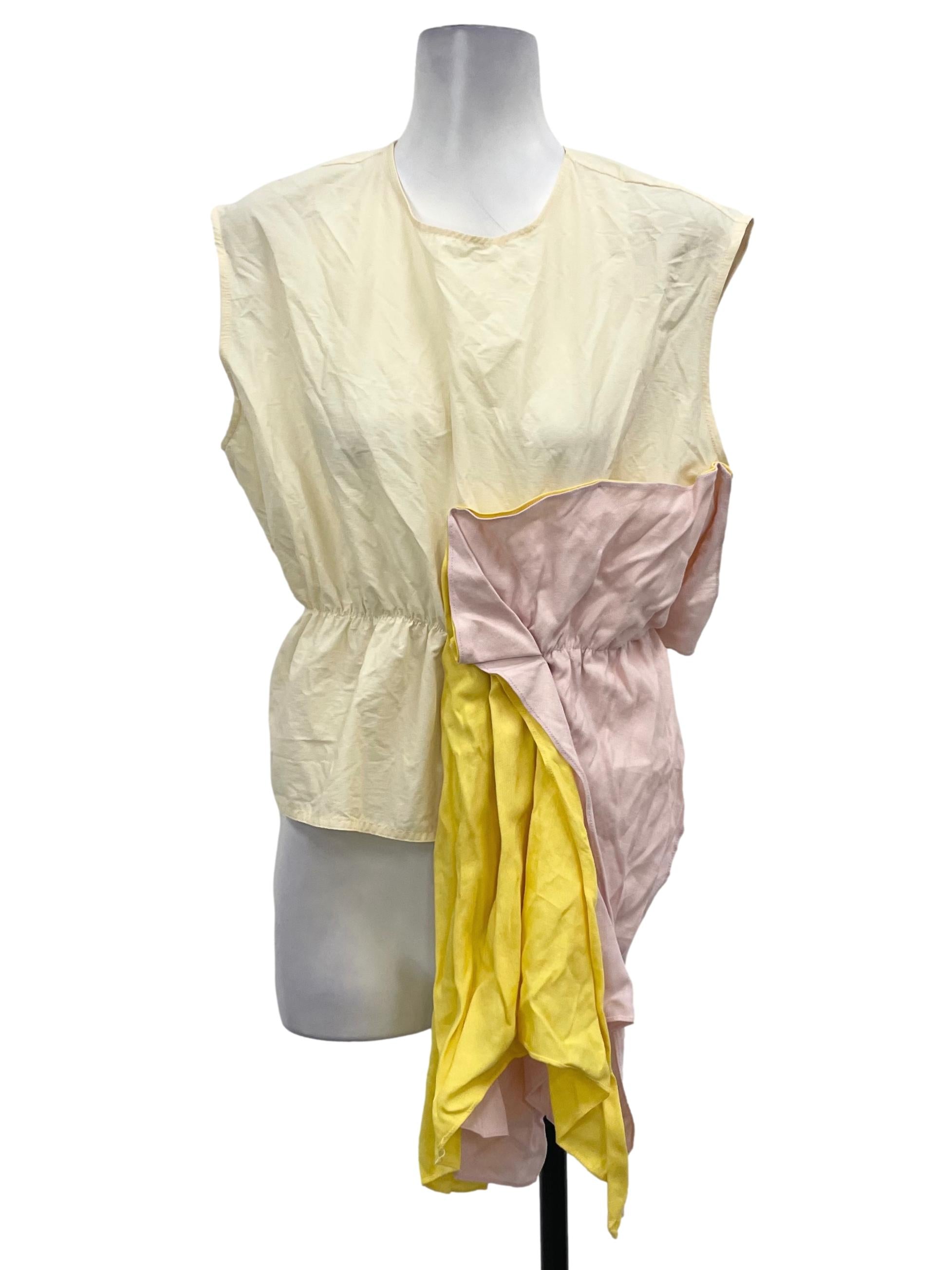 Yellow Ruched Peplum Top