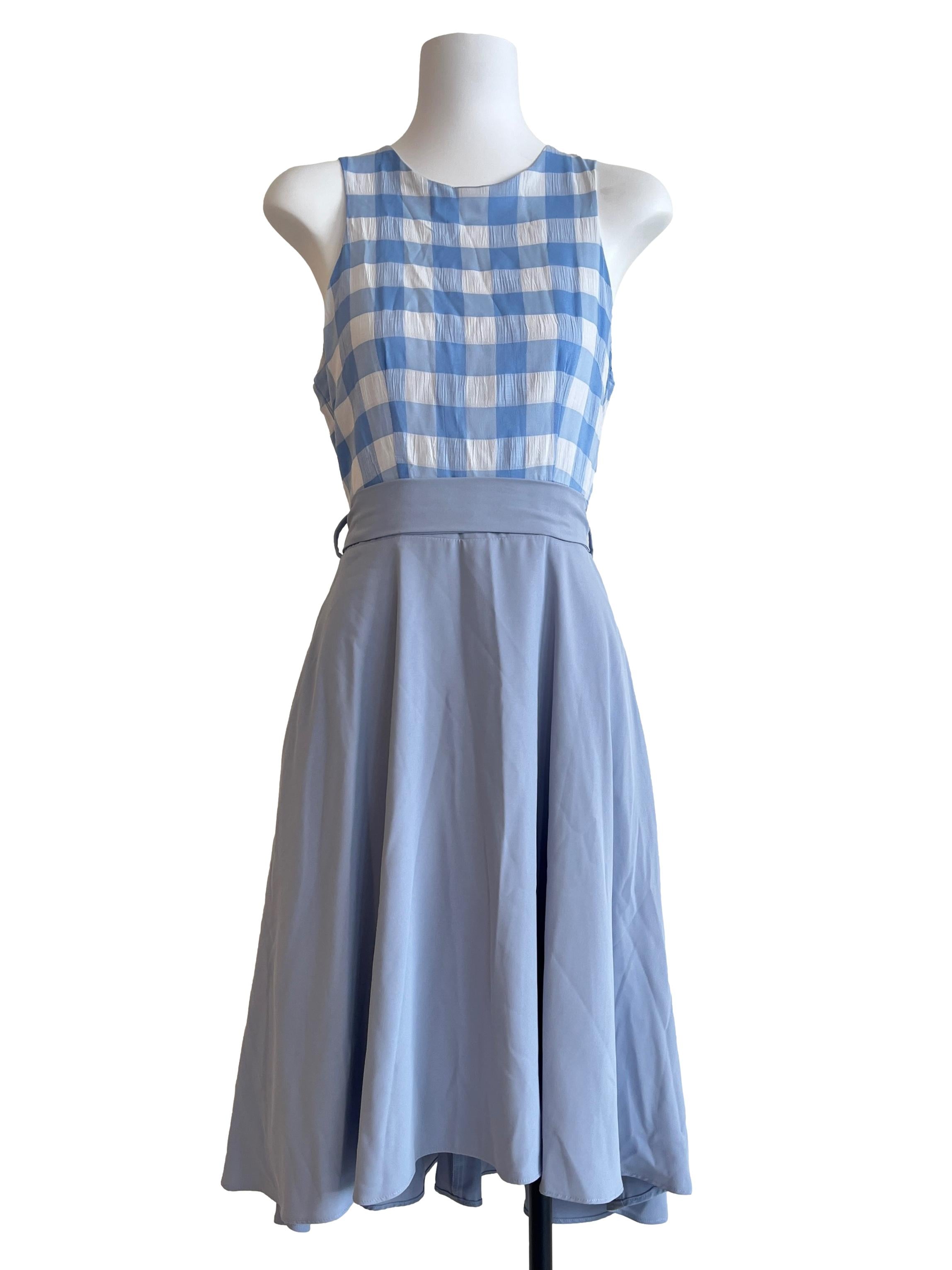 Sky Blue Halter Sleeveless A-Line Dress