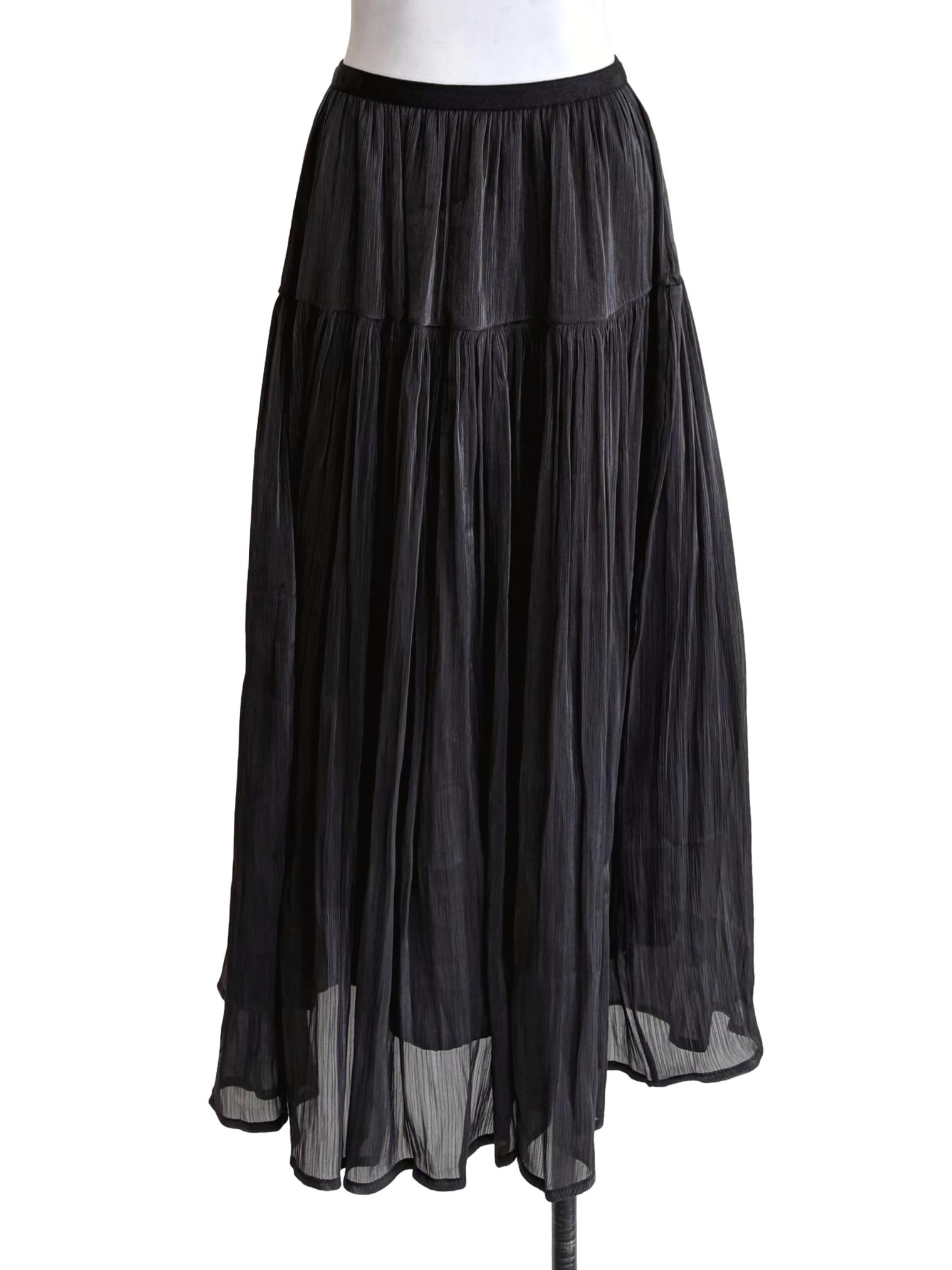 Black Hip Pleat Skirt