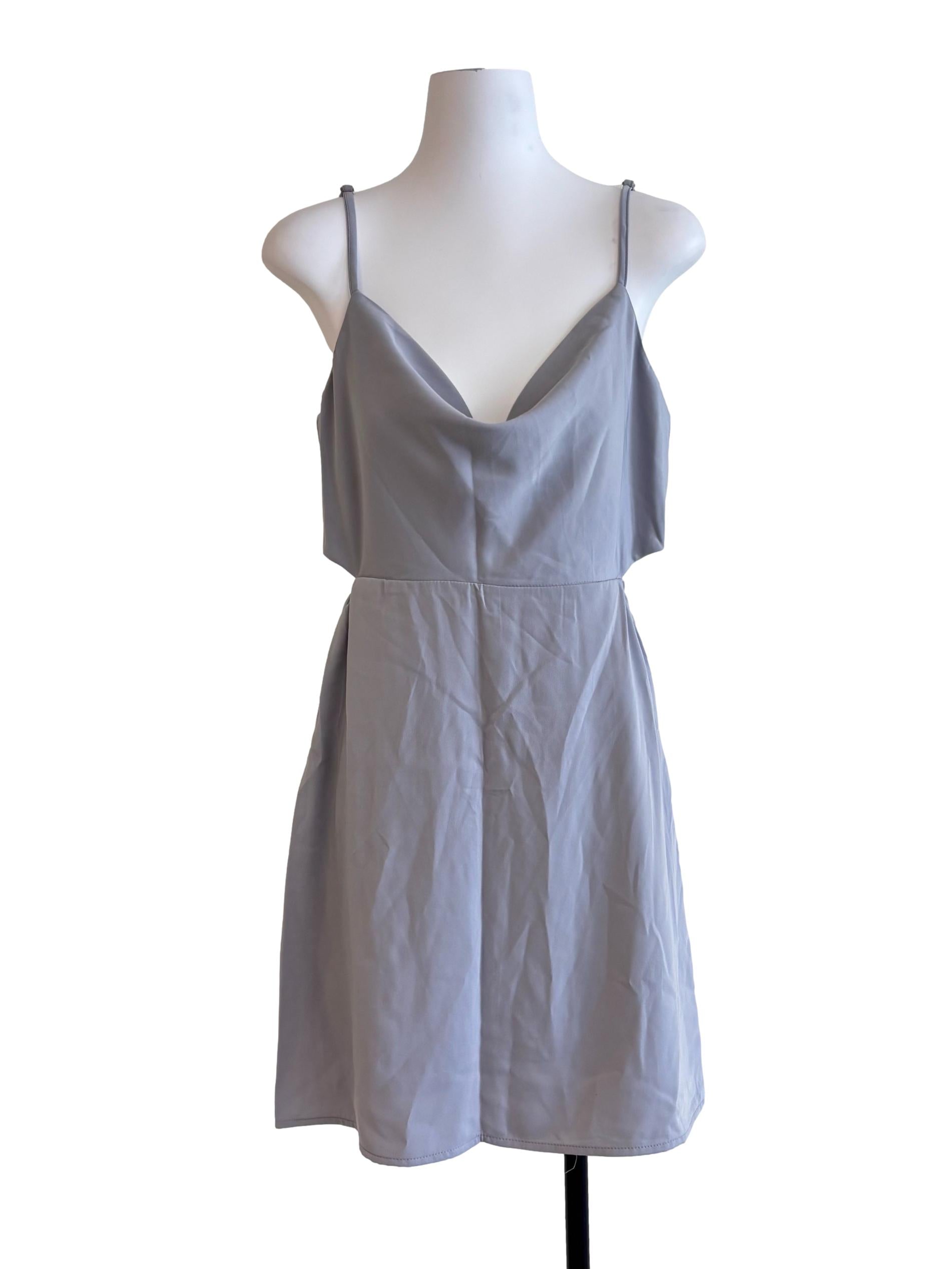 Stone Blue Cutout Waist Mini Dress