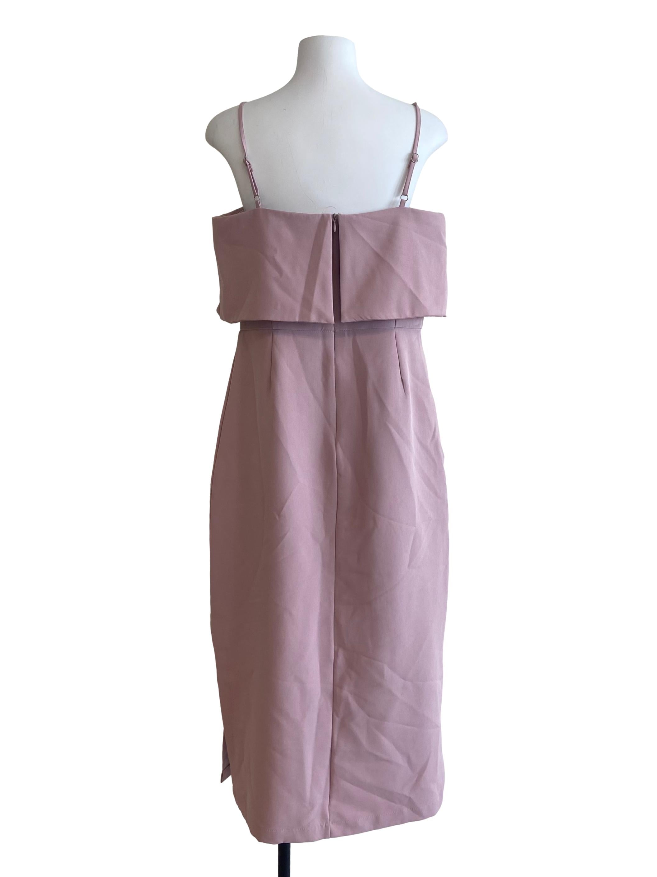 Crepe Pink Sleeveless Slit Dress