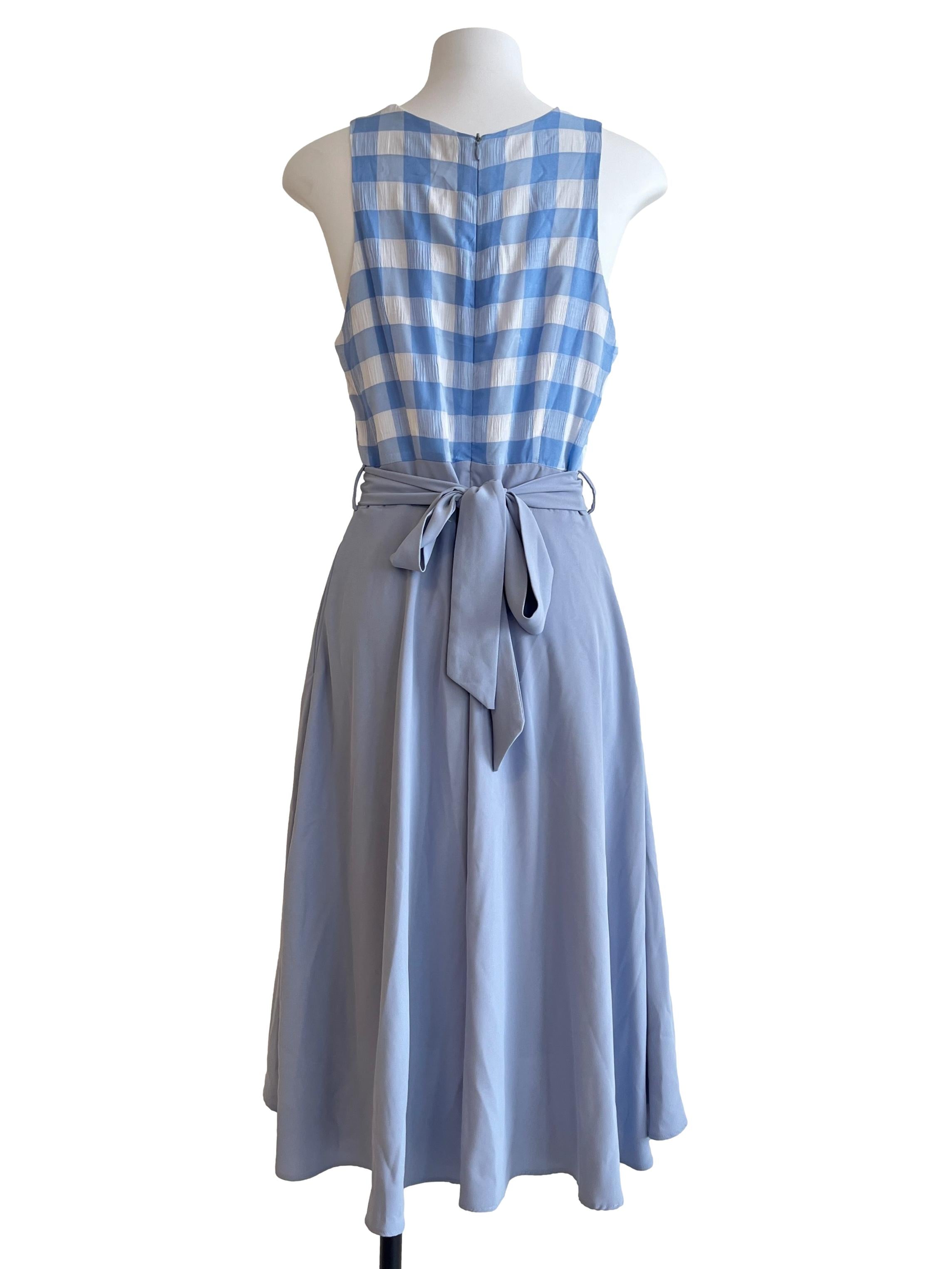 Sky Blue Halter Sleeveless A-Line Dress