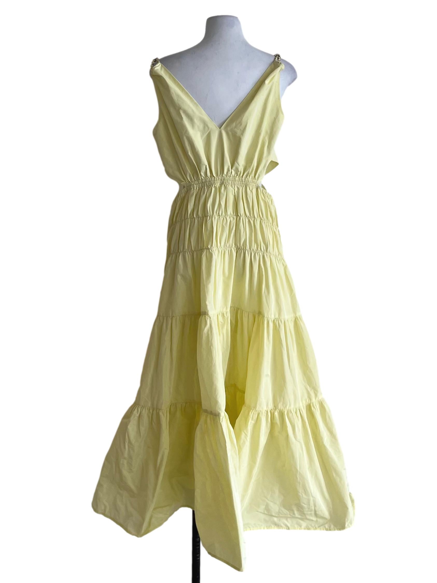 Buttermilk Yellow V-Neck A-Line Dress