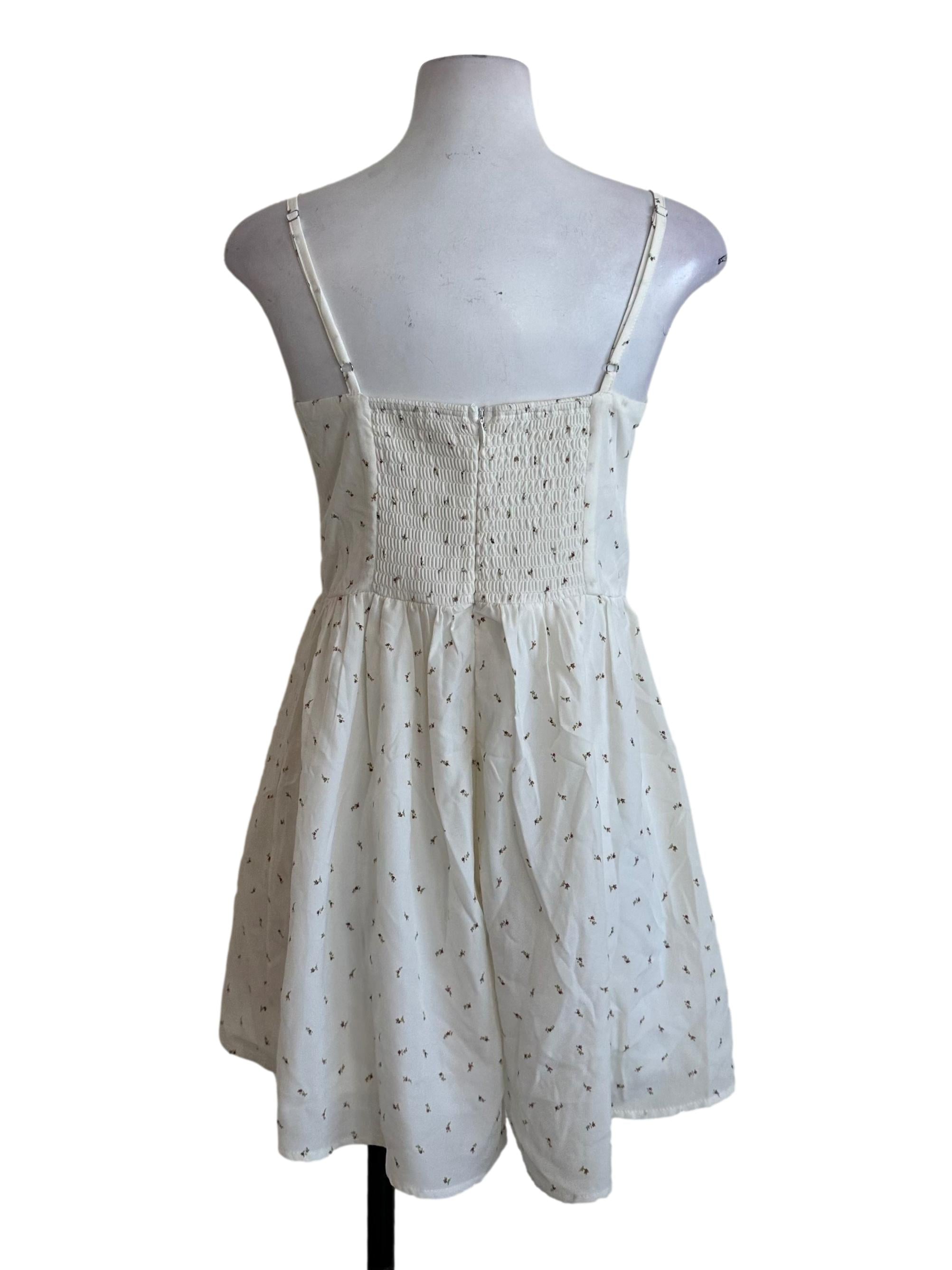 Cream White Pattern Square Neck Rompers