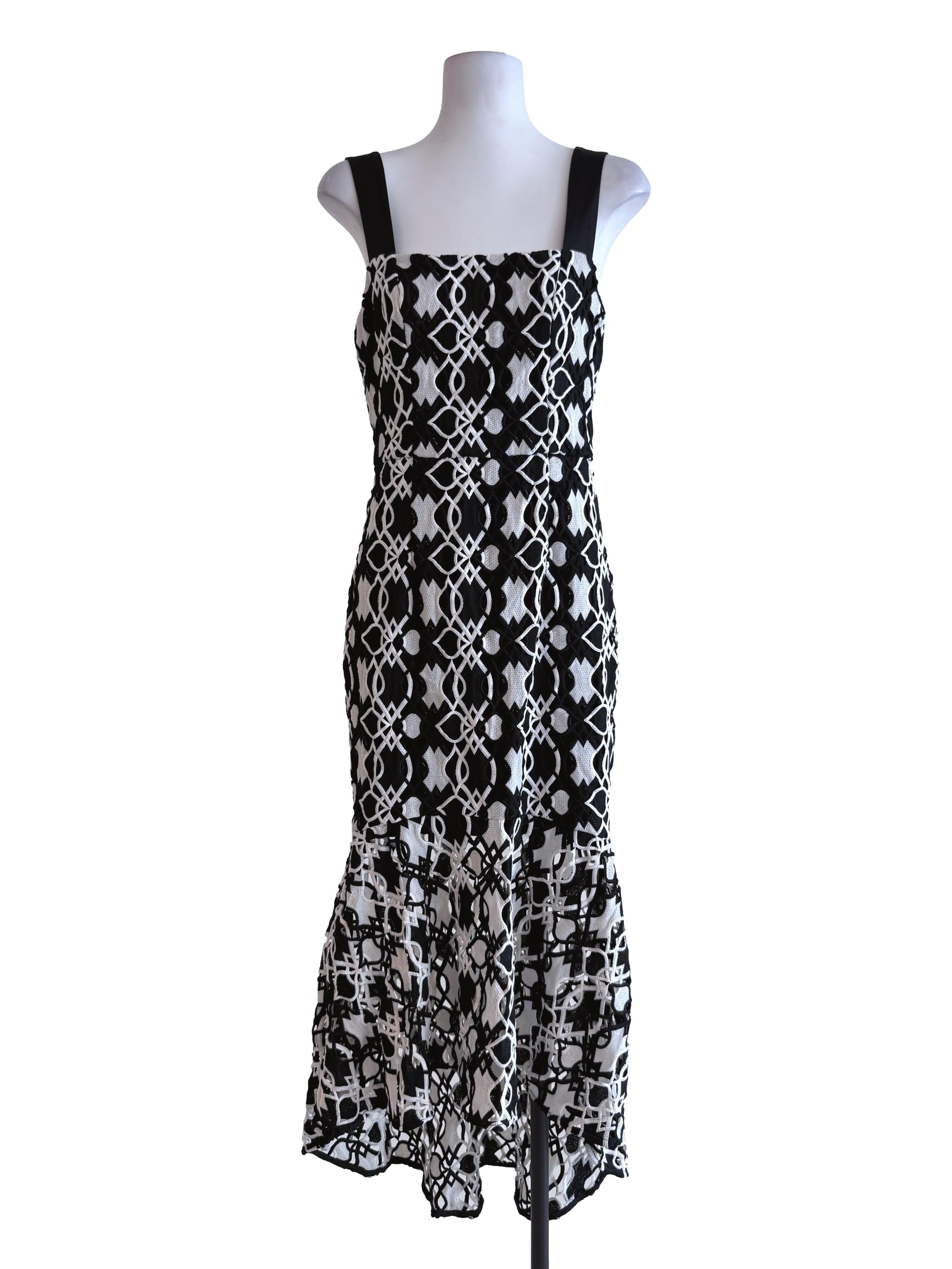 Black Embroidery White Pattern Dress