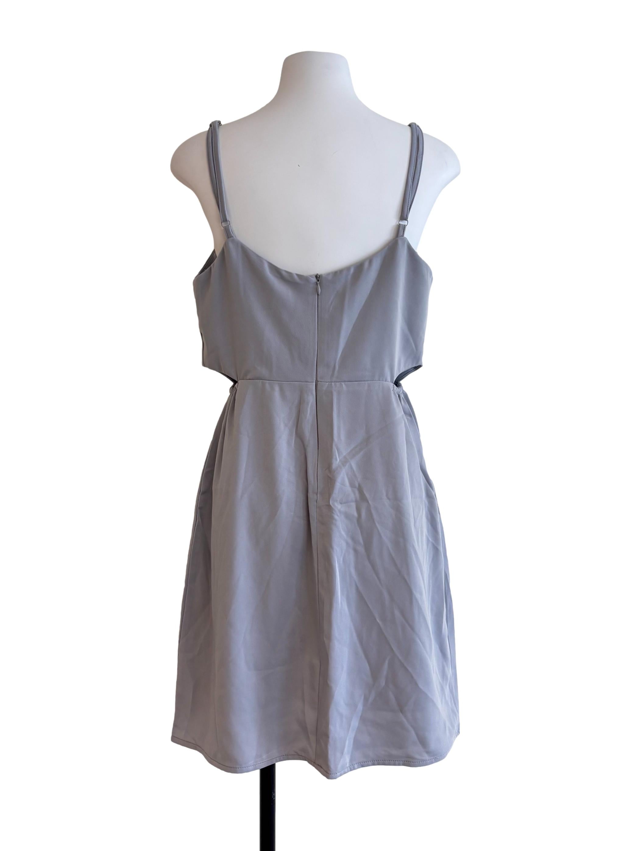 Stone Blue Cutout Waist Mini Dress