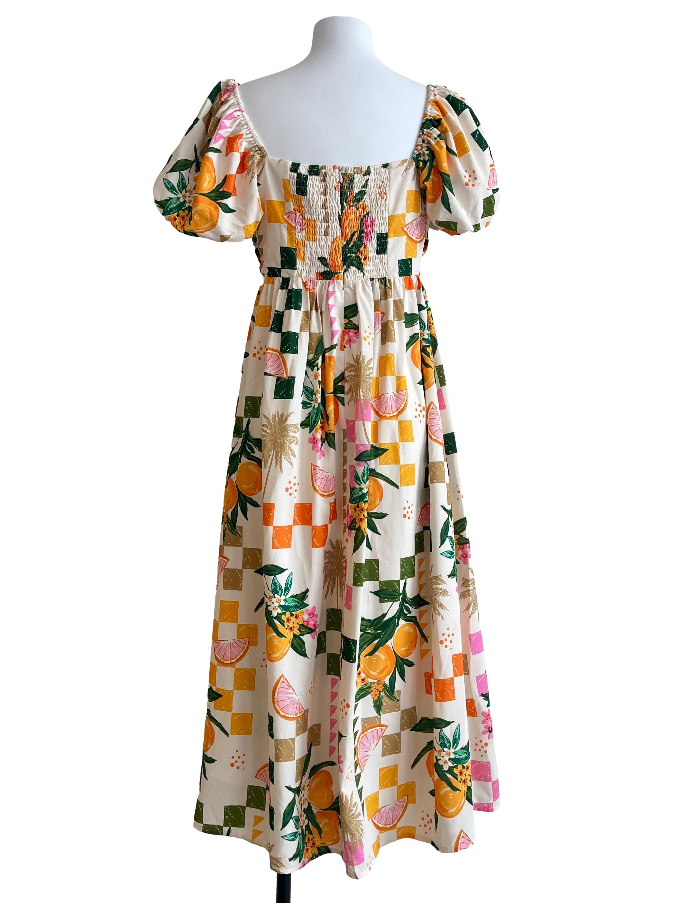 Lemon Yellow Puff Sleeve Empire Dress