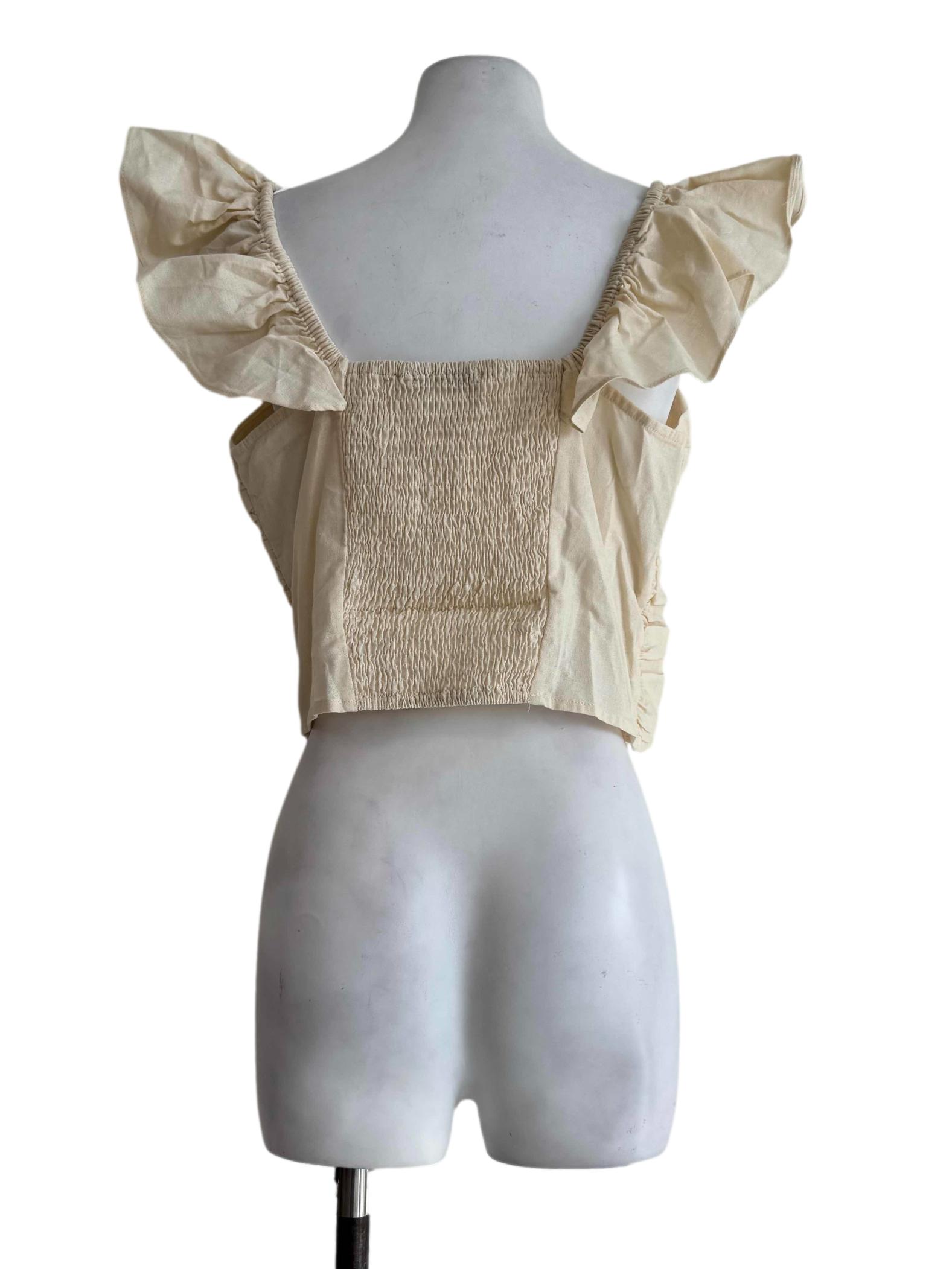 Pale Ivory Ruffle Top