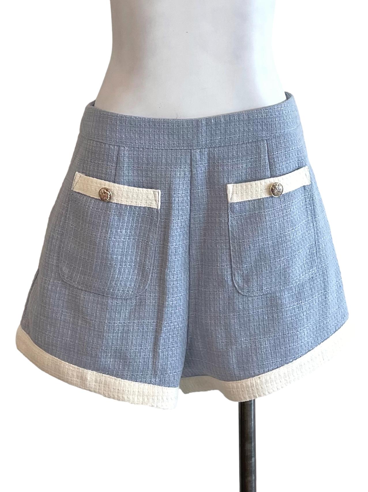 Light Blue Tweed Shorts