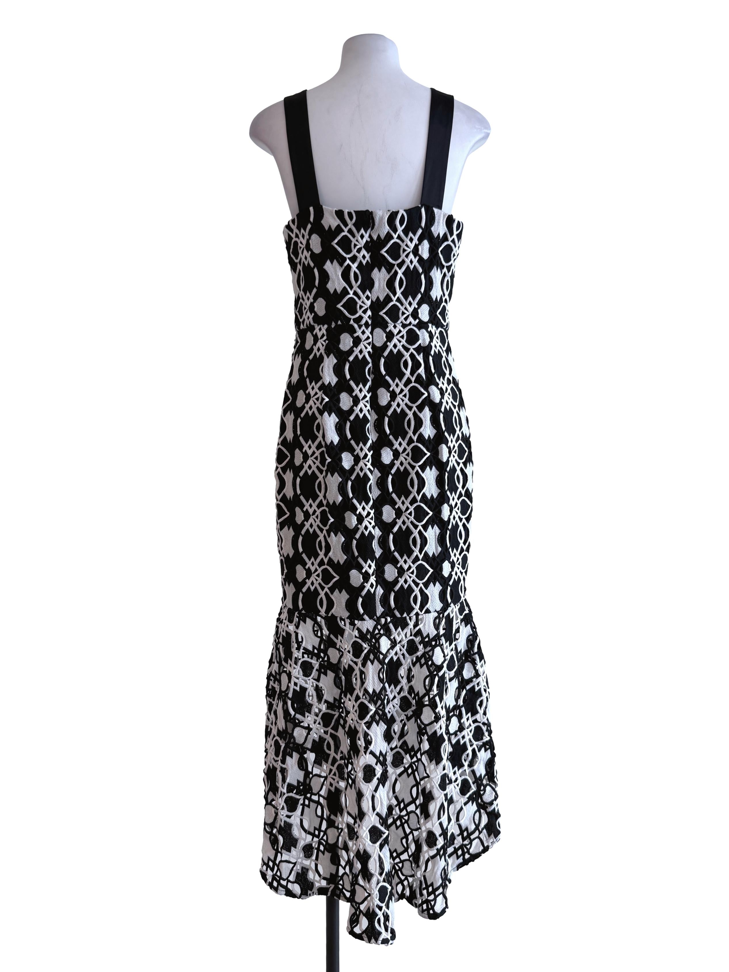 Black Embroidery White Pattern Dress