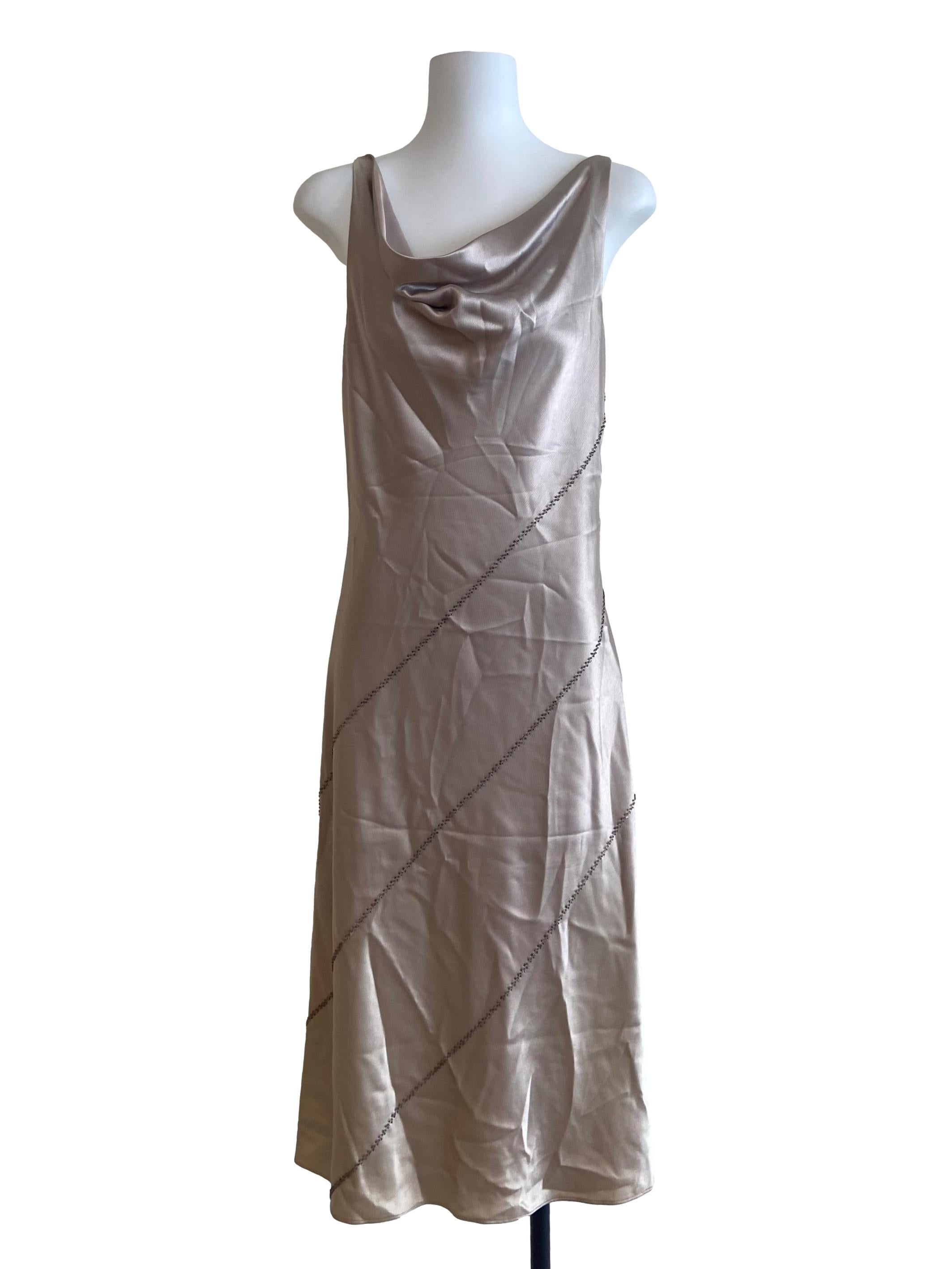 Champagne Beige Sleeveless Slip Dress