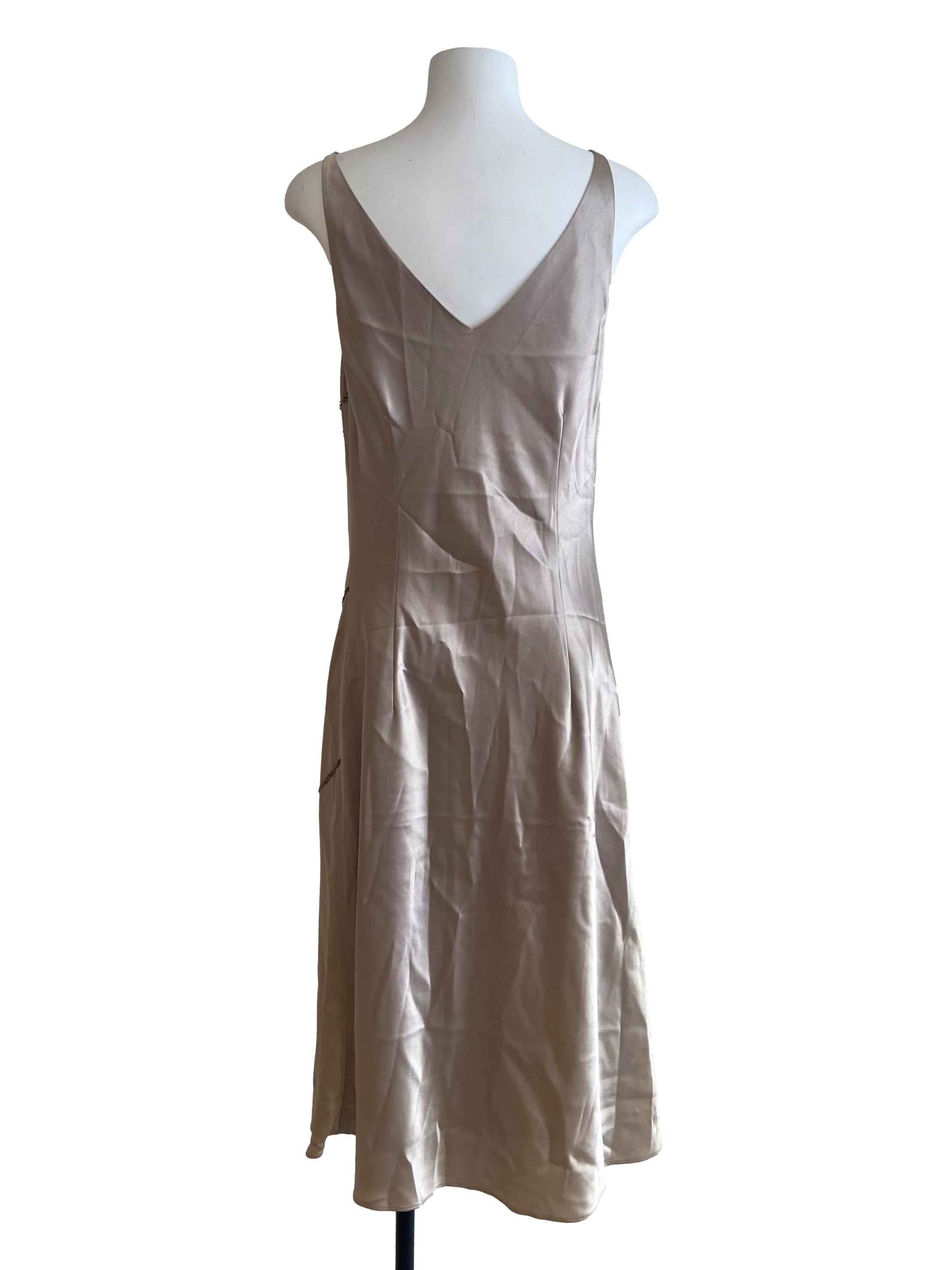 Champagne Beige Sleeveless Slip Dress