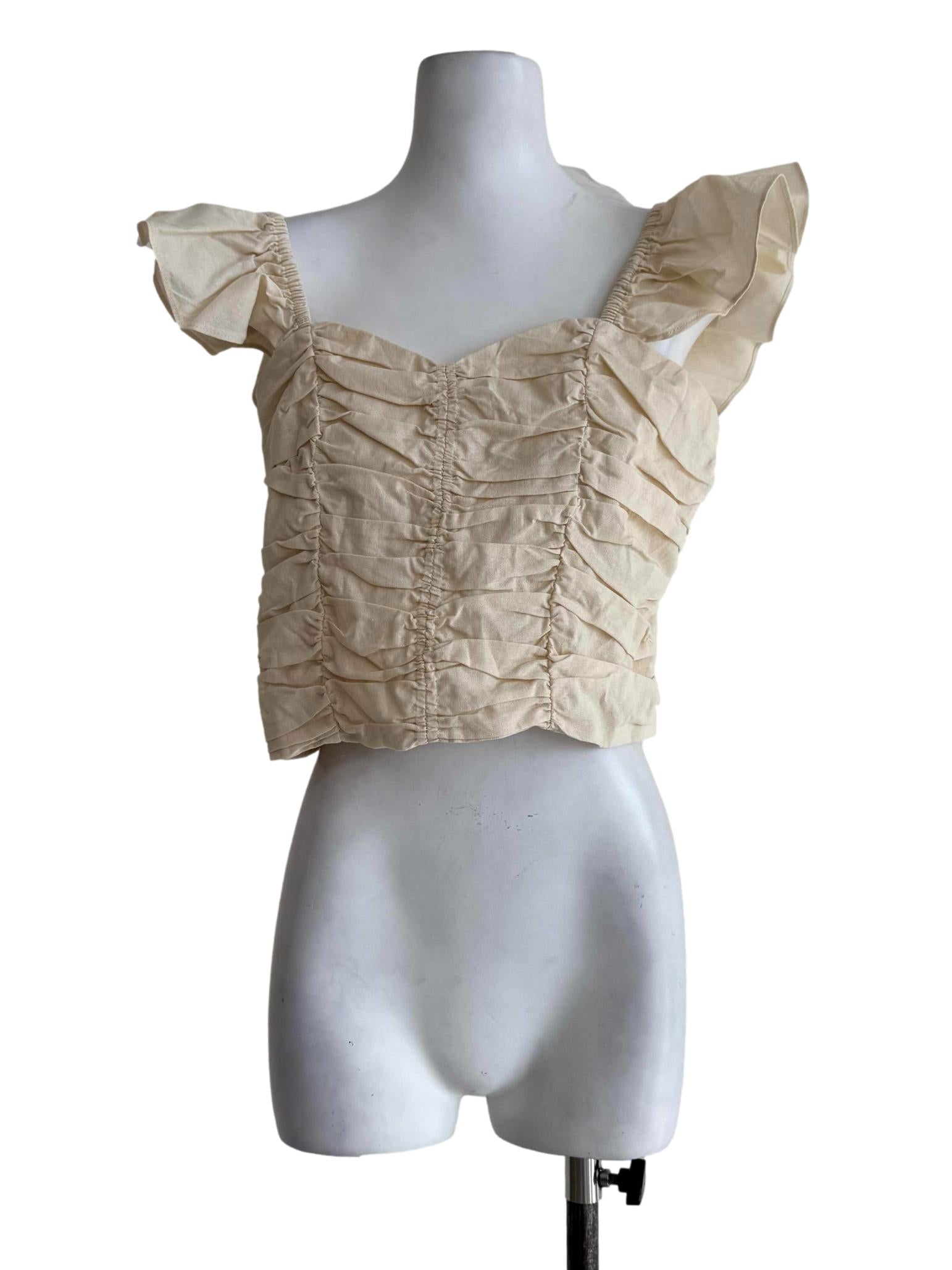 Pale Ivory Ruffle Top