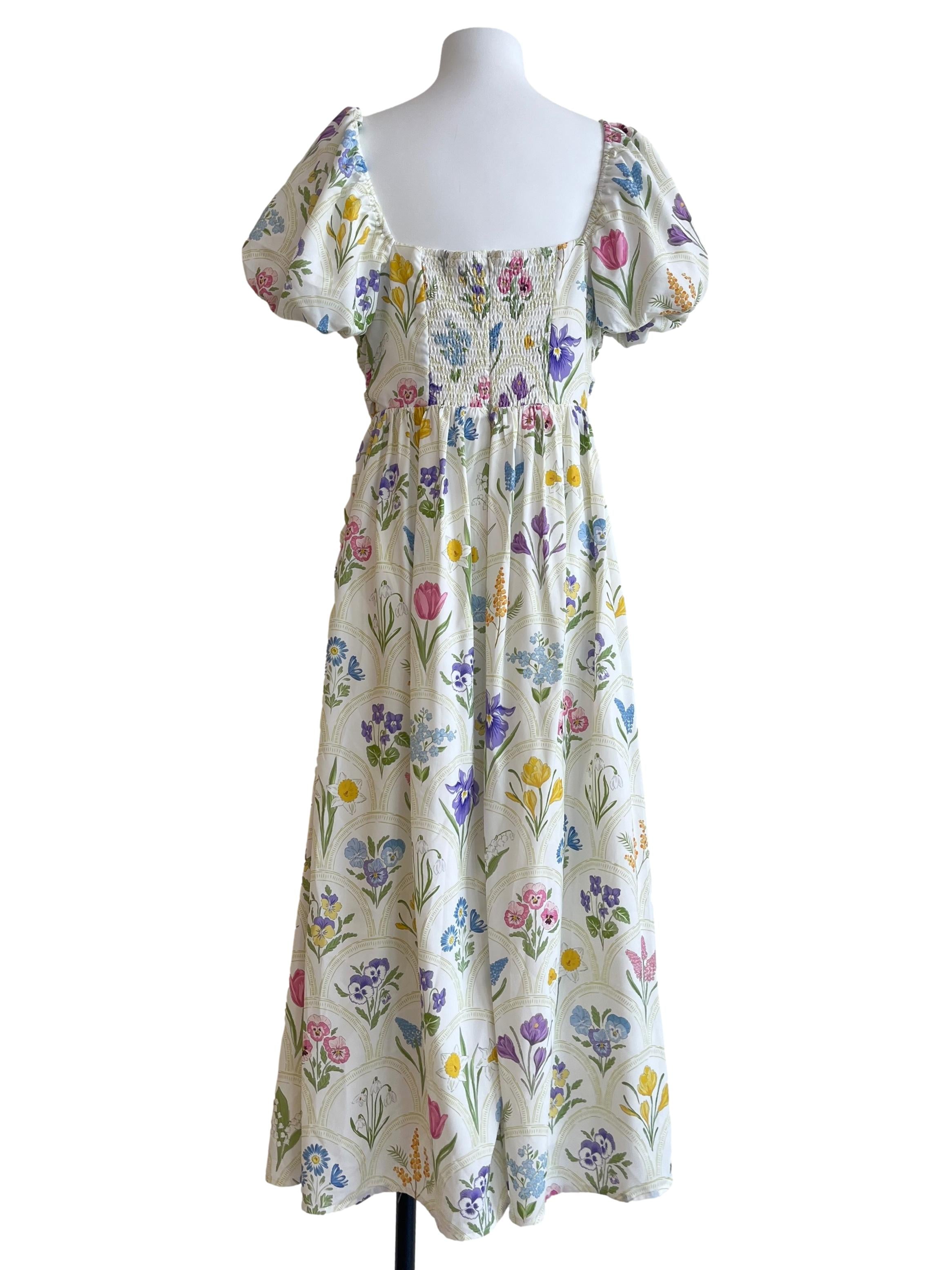 Daisy White Puff Sleeve Empire Dress