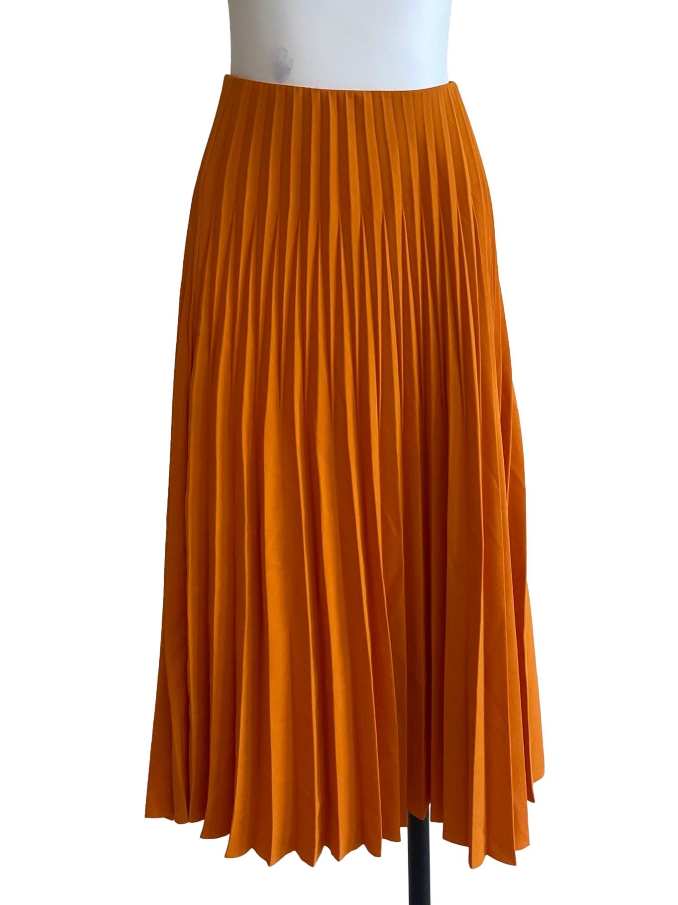 Orange Pleated Skirt
