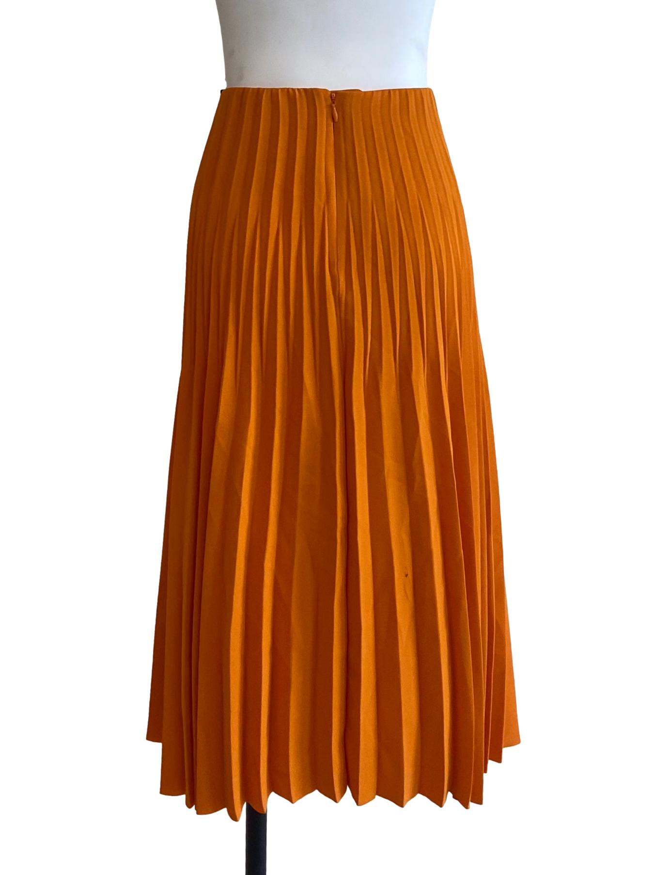 Orange Pleated Skirt