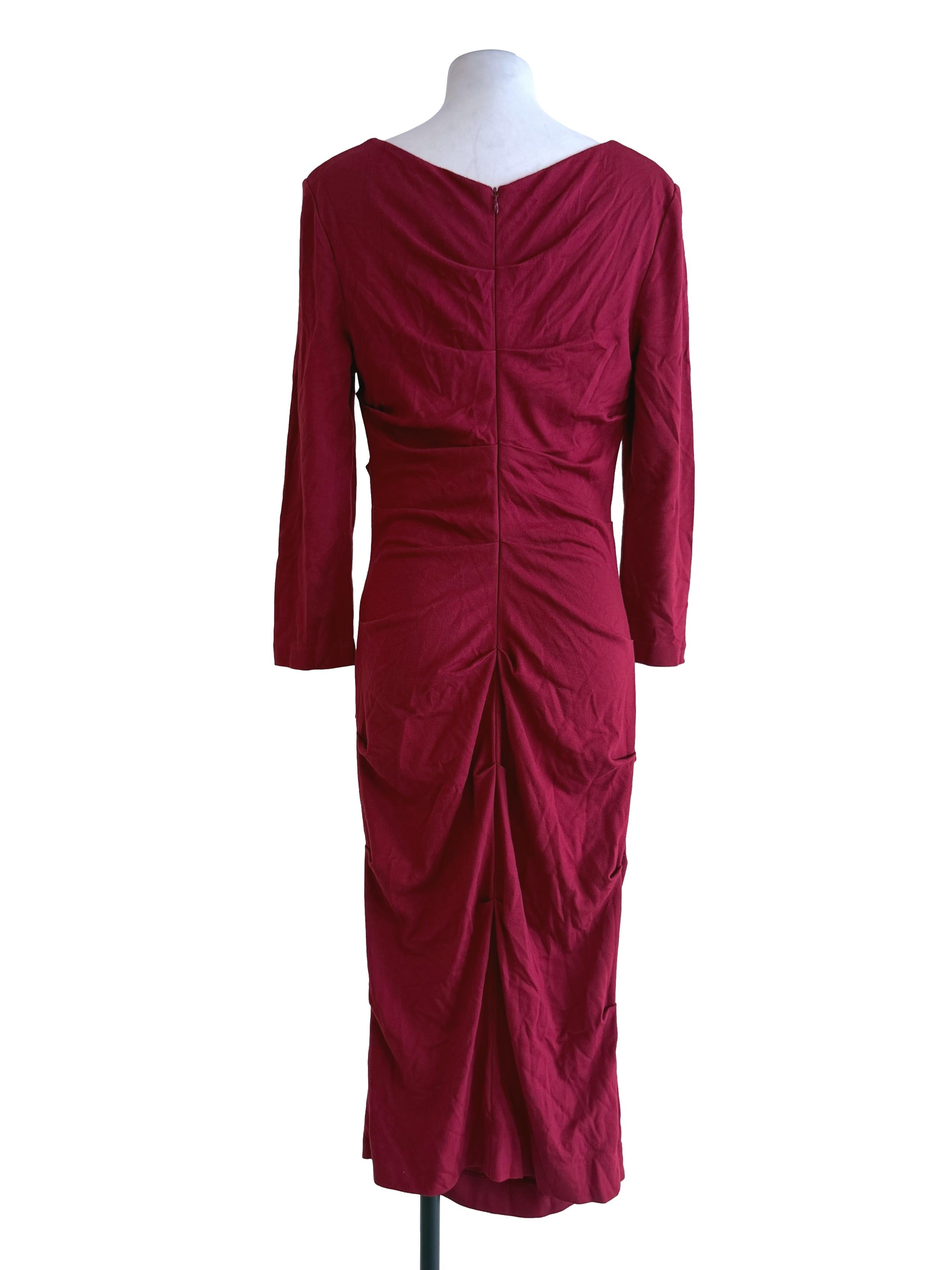 Red Fitted Long Sleeve Dress