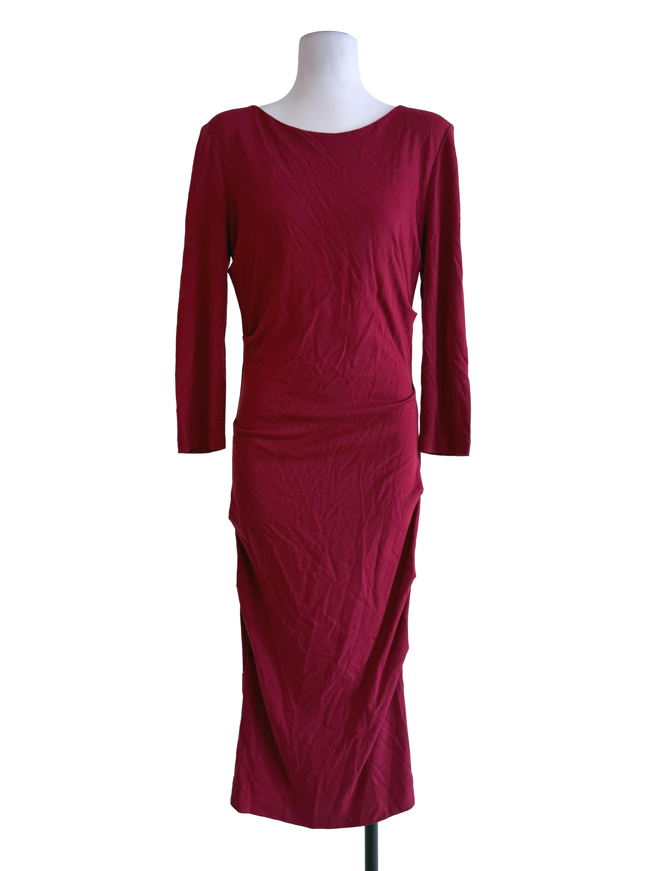 Red Fitted Long Sleeve Dress