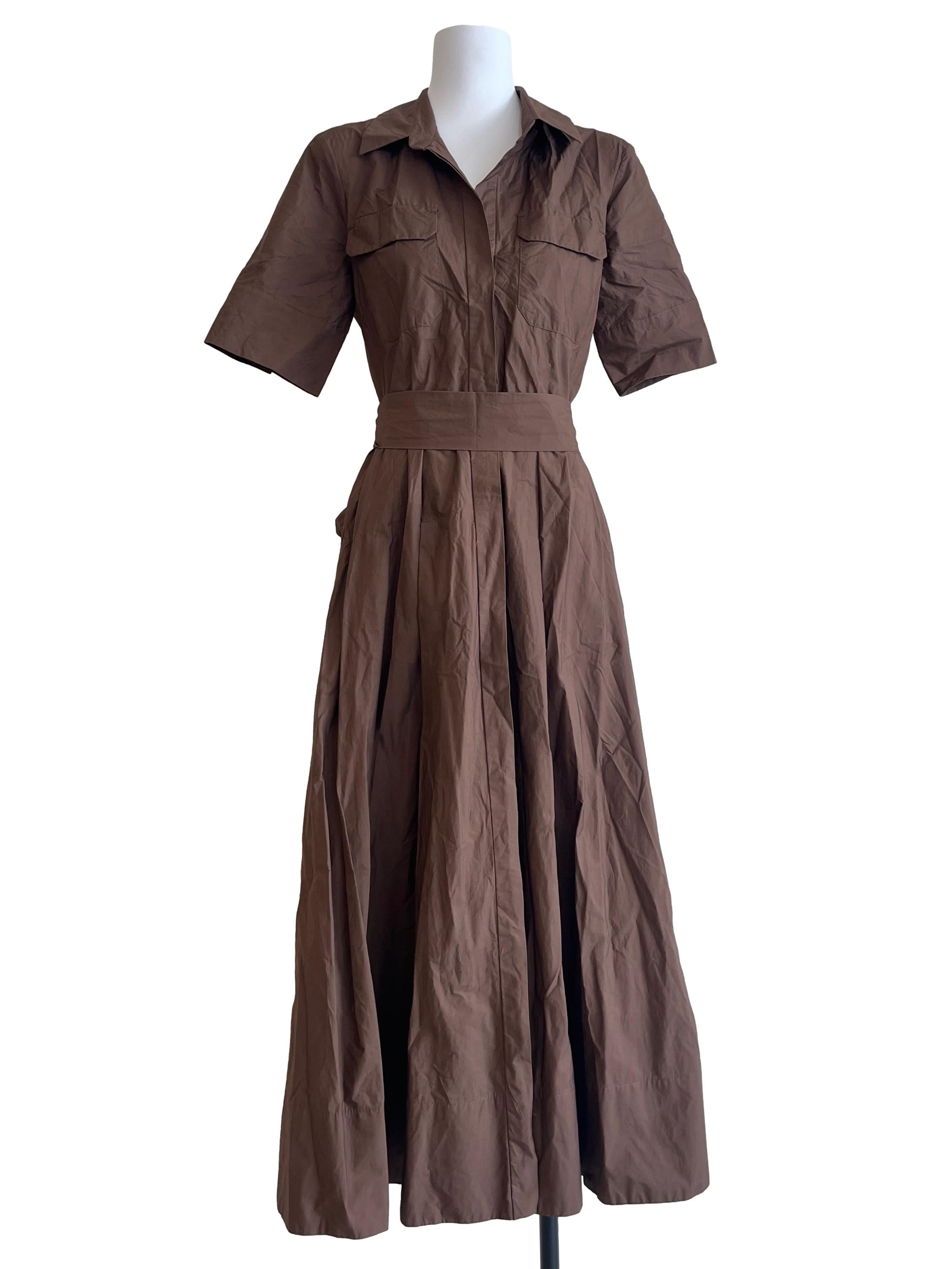 Cinnamon Brown Short Sleeve Shirt Dress