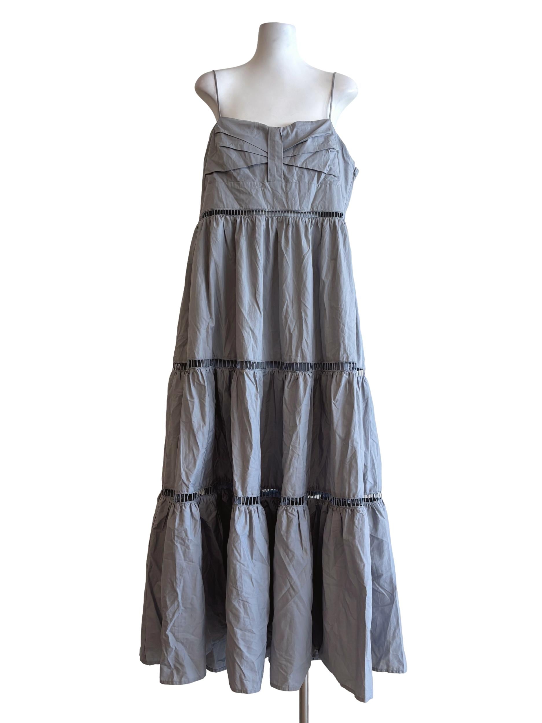 Snow Grey Cotton Tier Dress LB