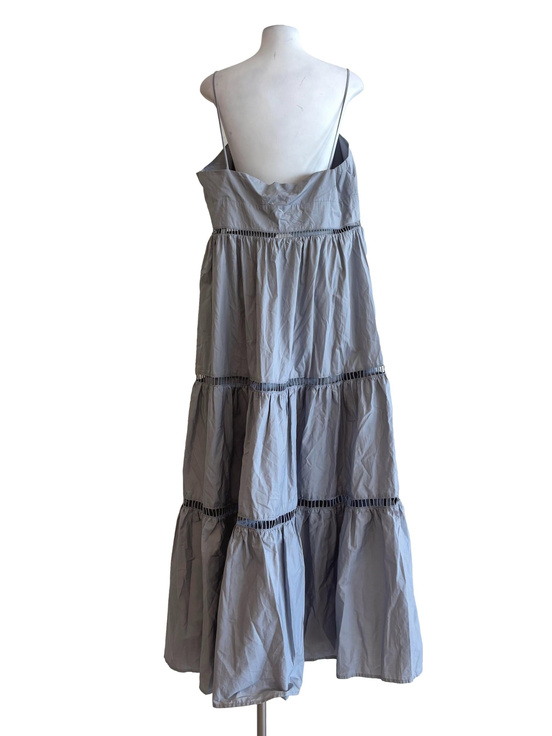 Snow Grey Cotton Tier Dress LB