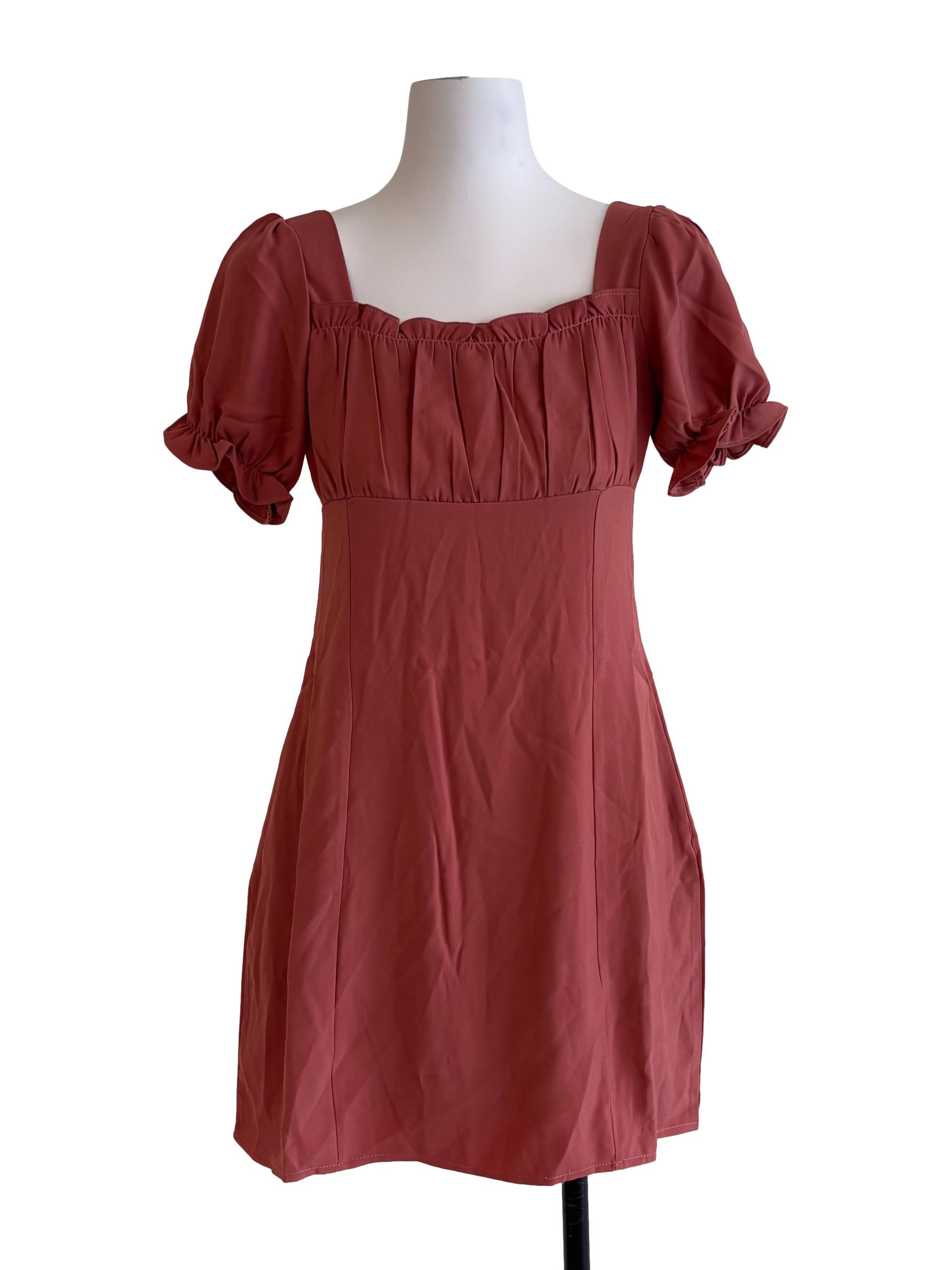 Blush Red Ruffle Sleeves Mini Dress