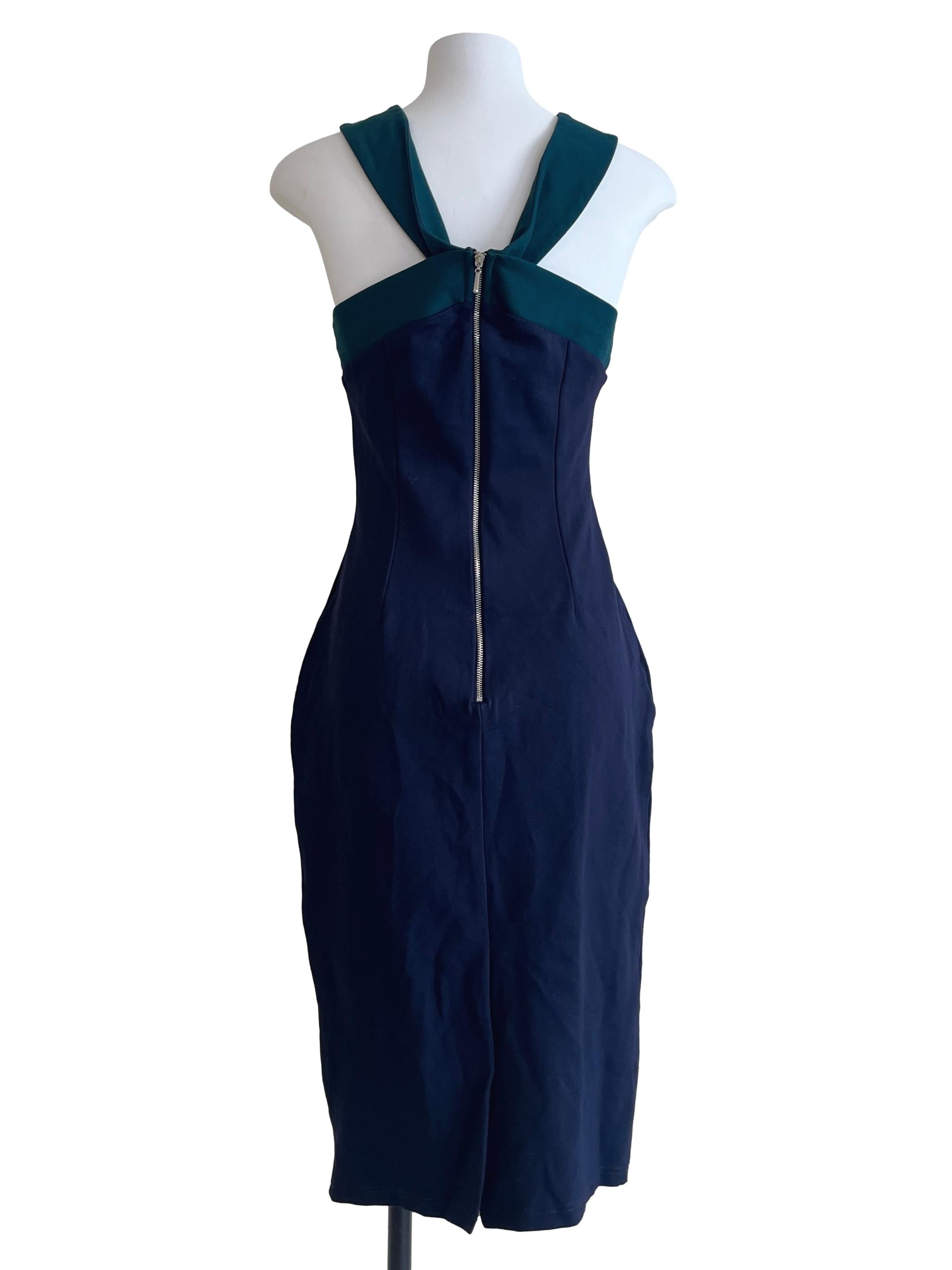 Peacock Blue Halter Strap A-Line Dress