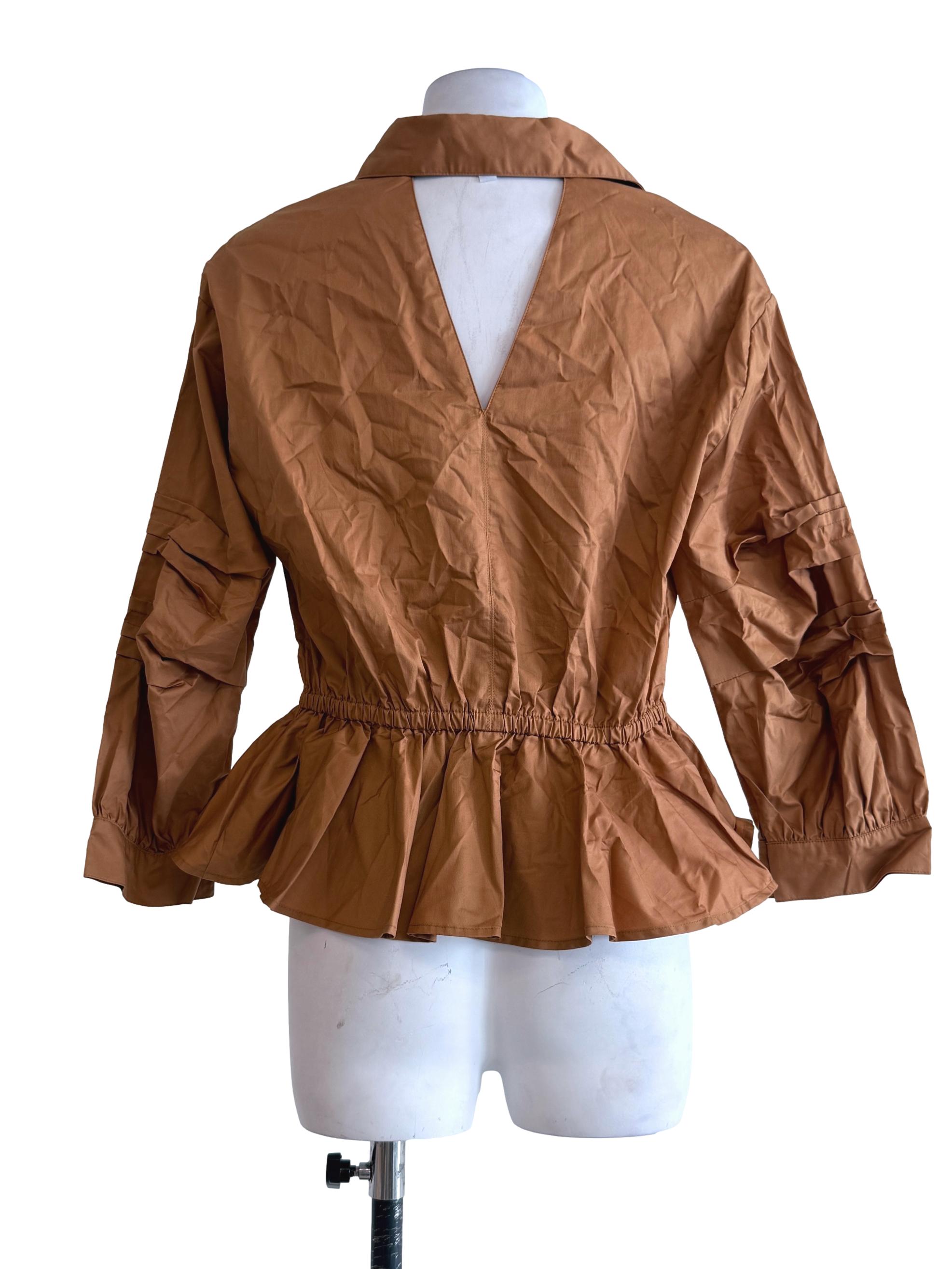 Gold Brown Irregular Peplum Top