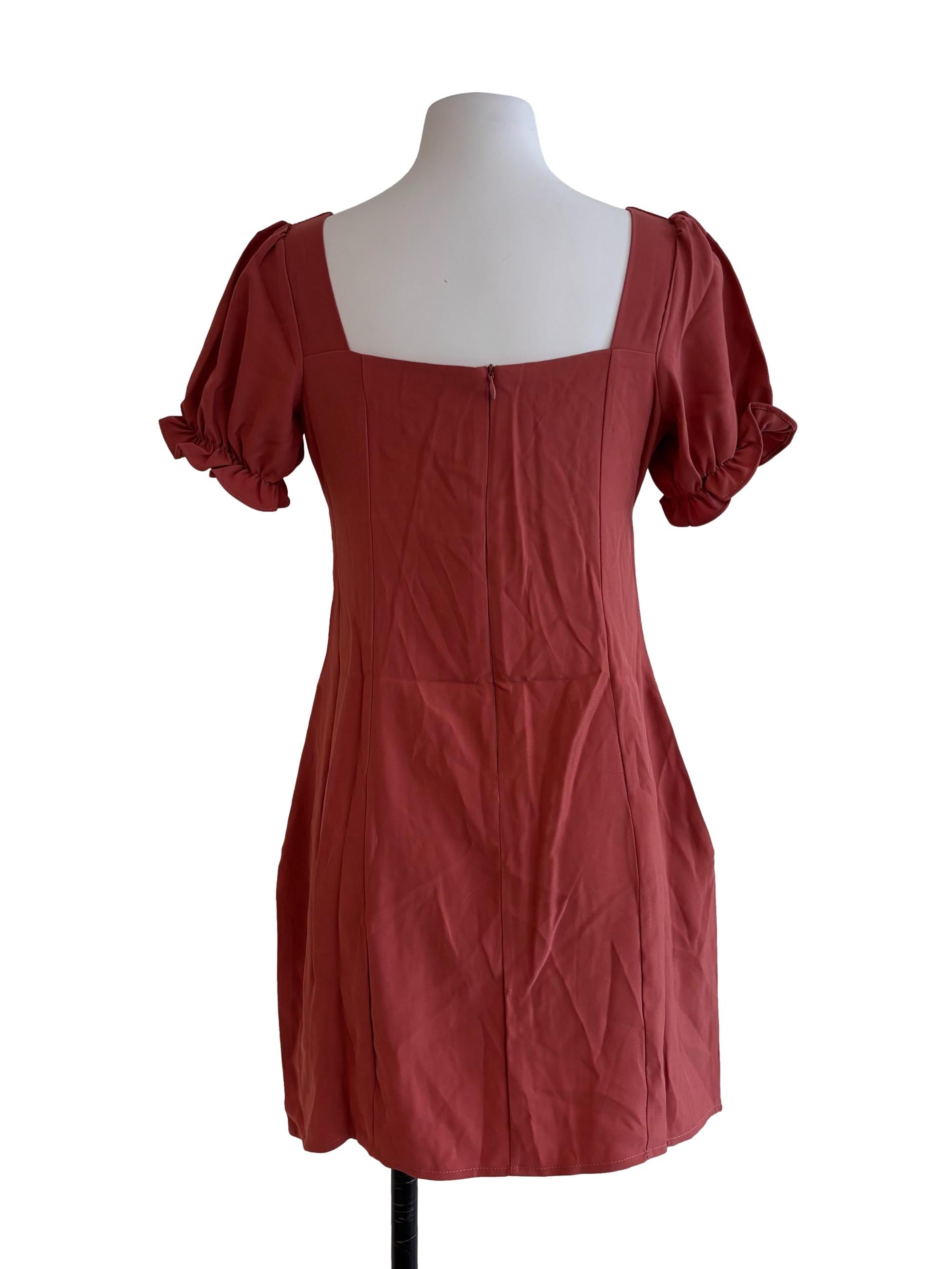 Blush Red Ruffle Sleeves Mini Dress