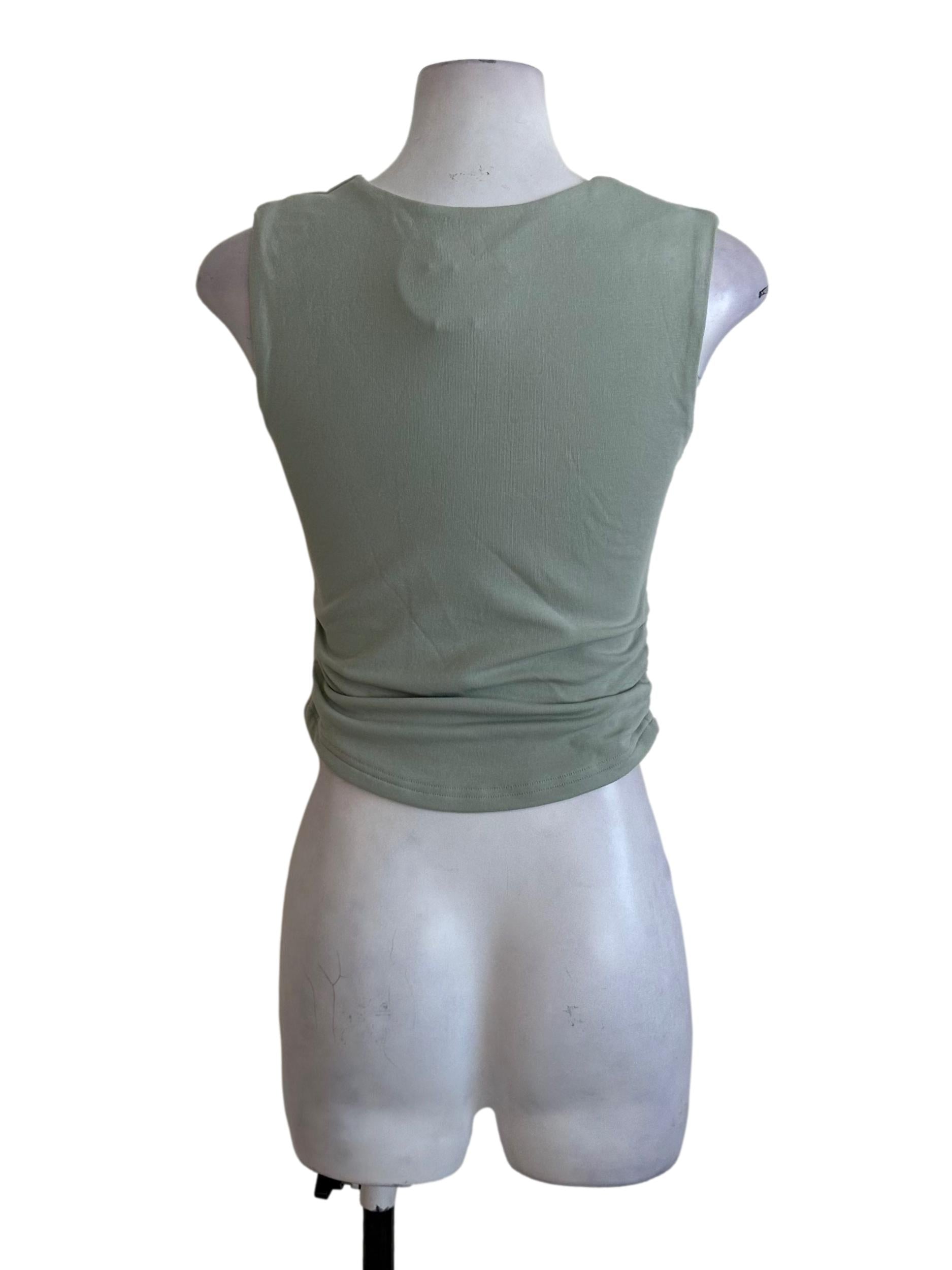Sage Green Square Neck Fitted Top