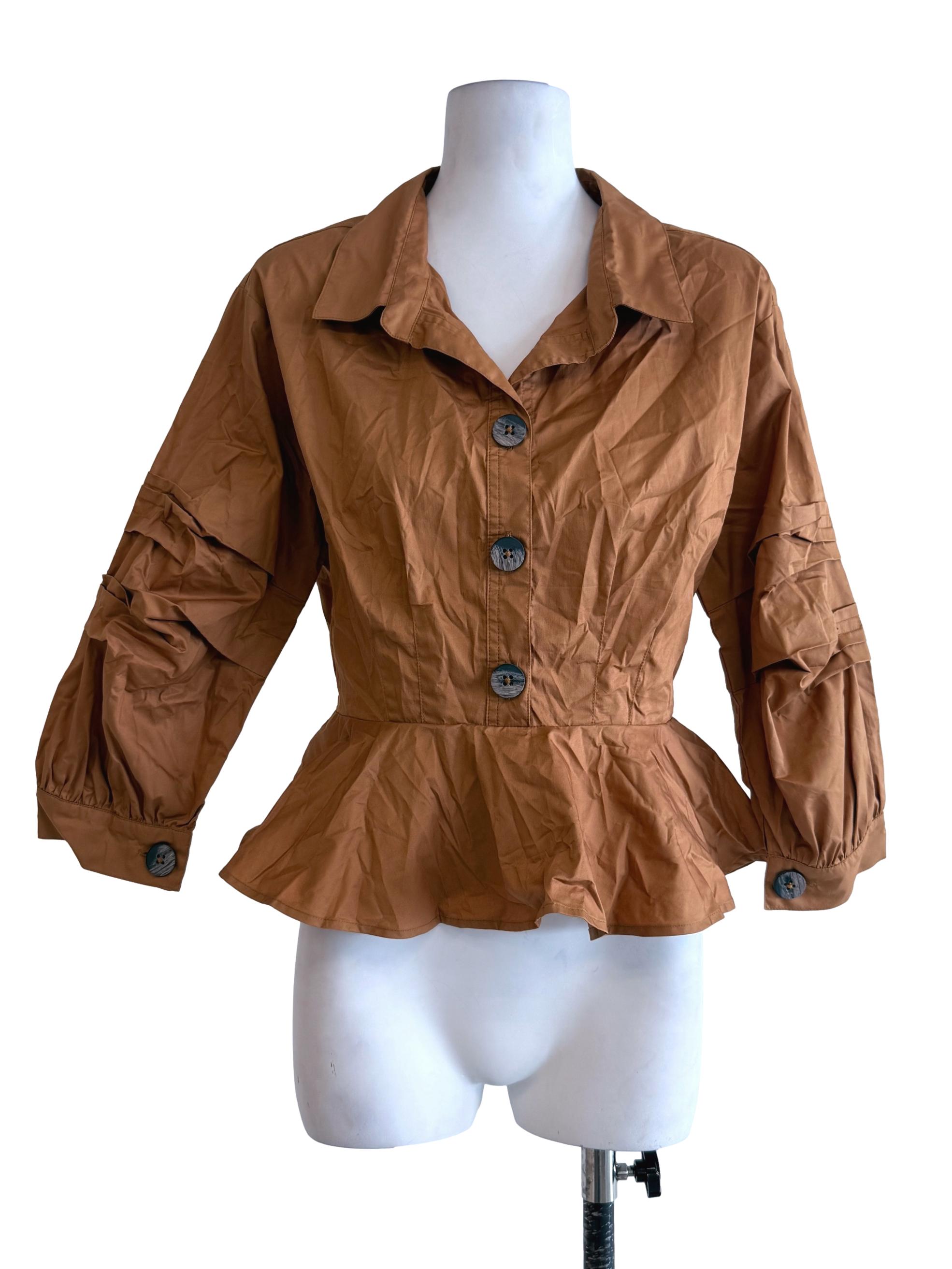 Gold Brown Irregular Peplum Top