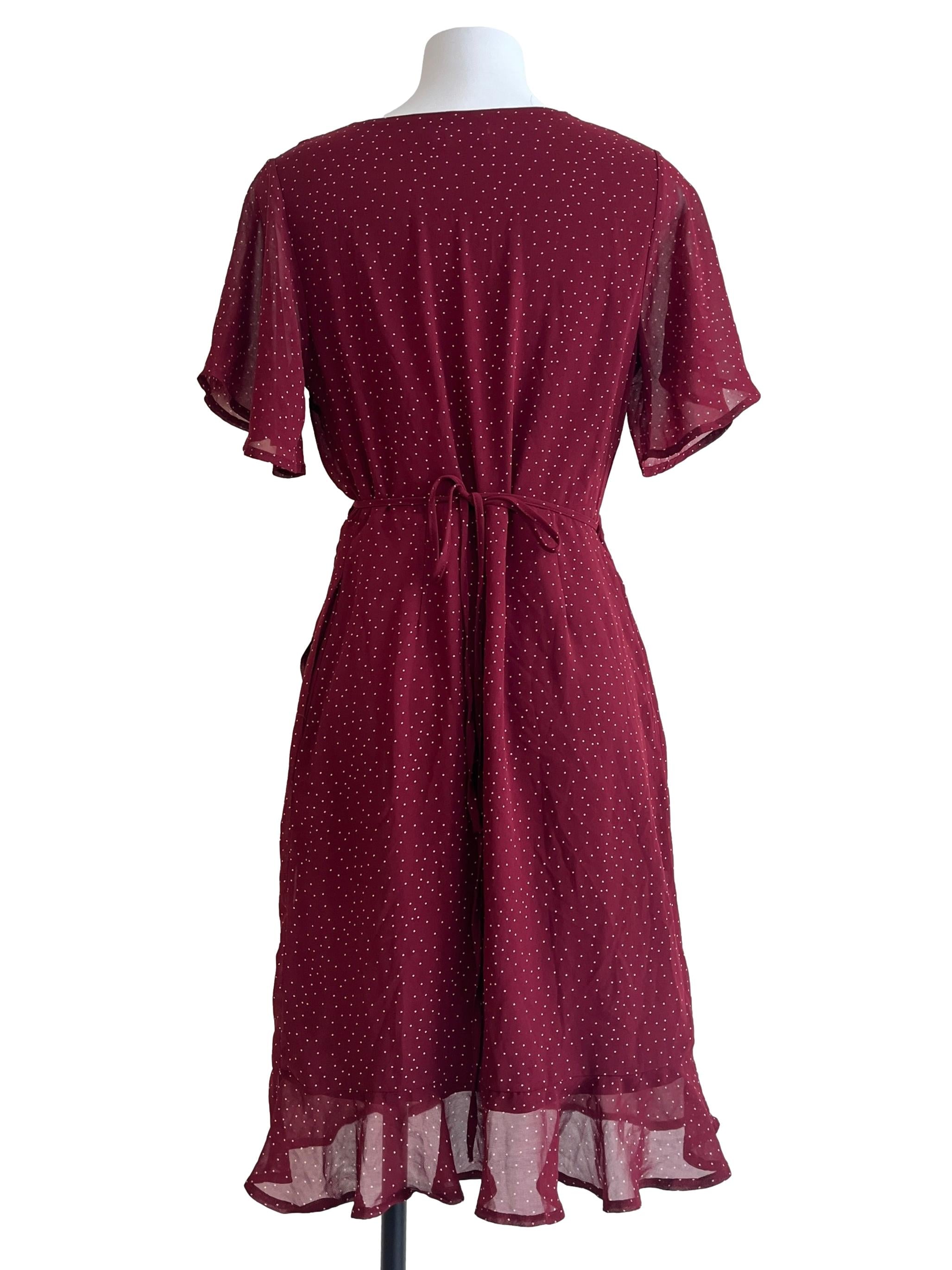 Crimson Red V-Neck Wrap Dress