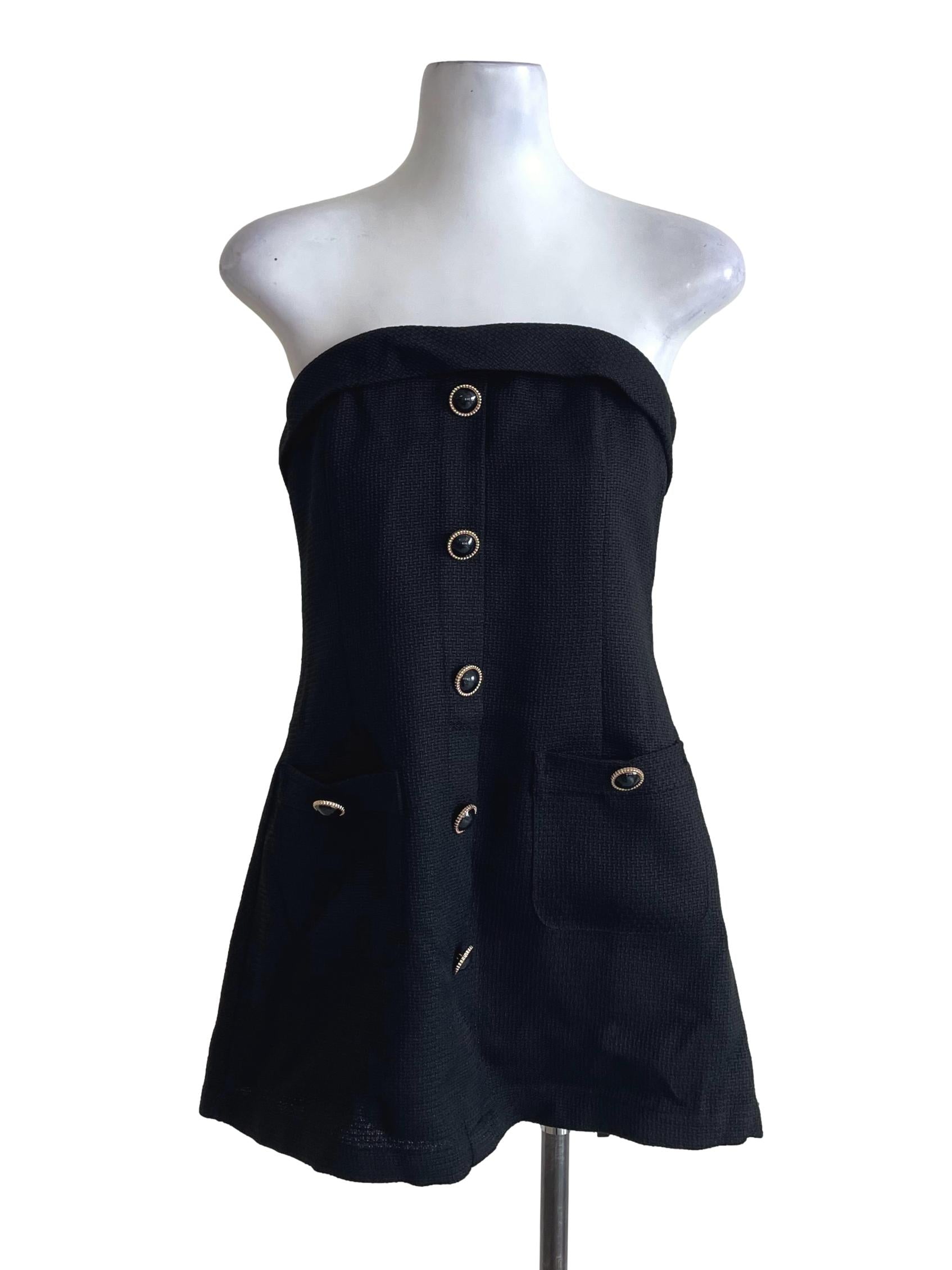Black Tweed Strapless Dress
