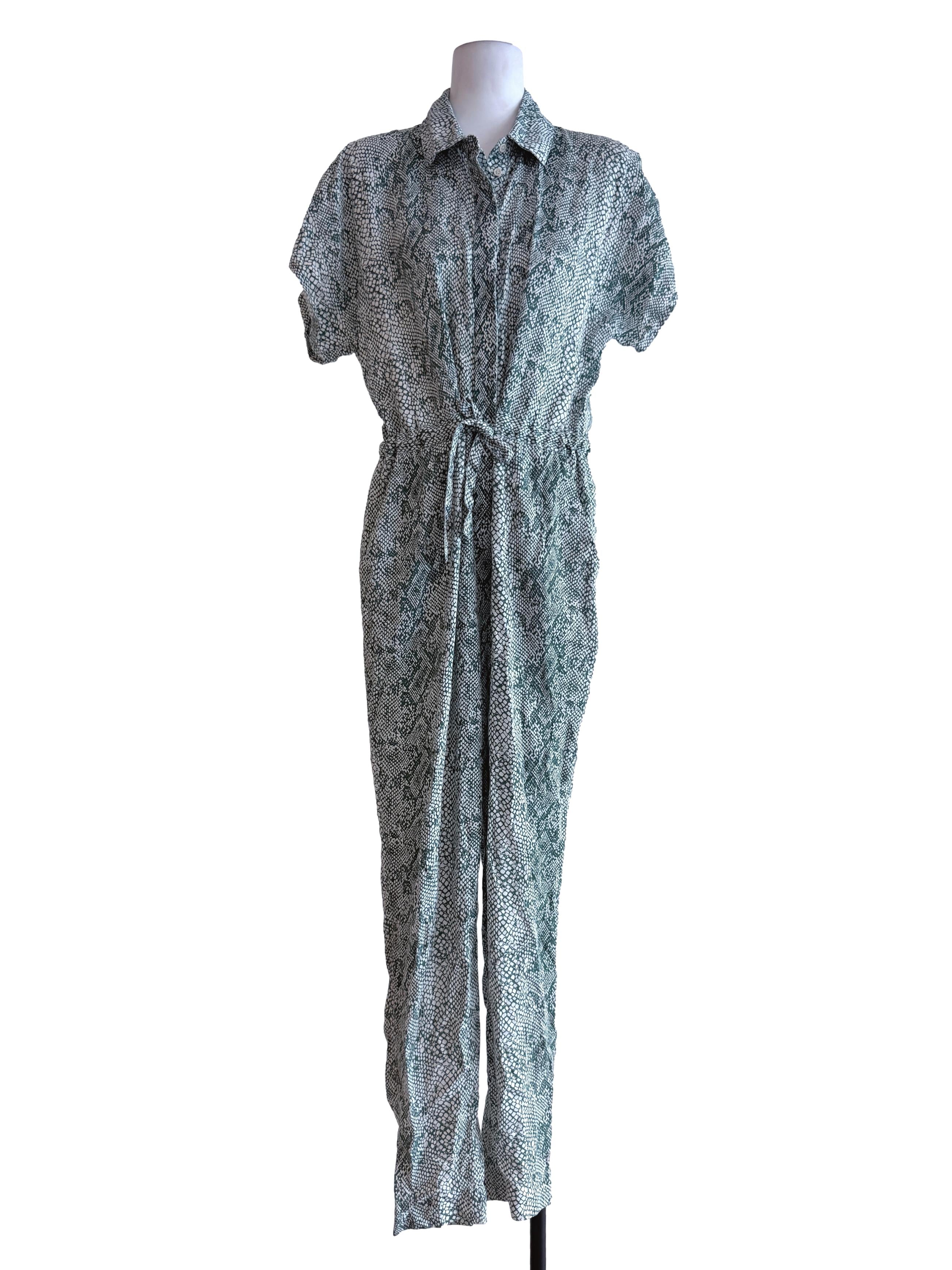 Green Shirt Long Jumpsuits