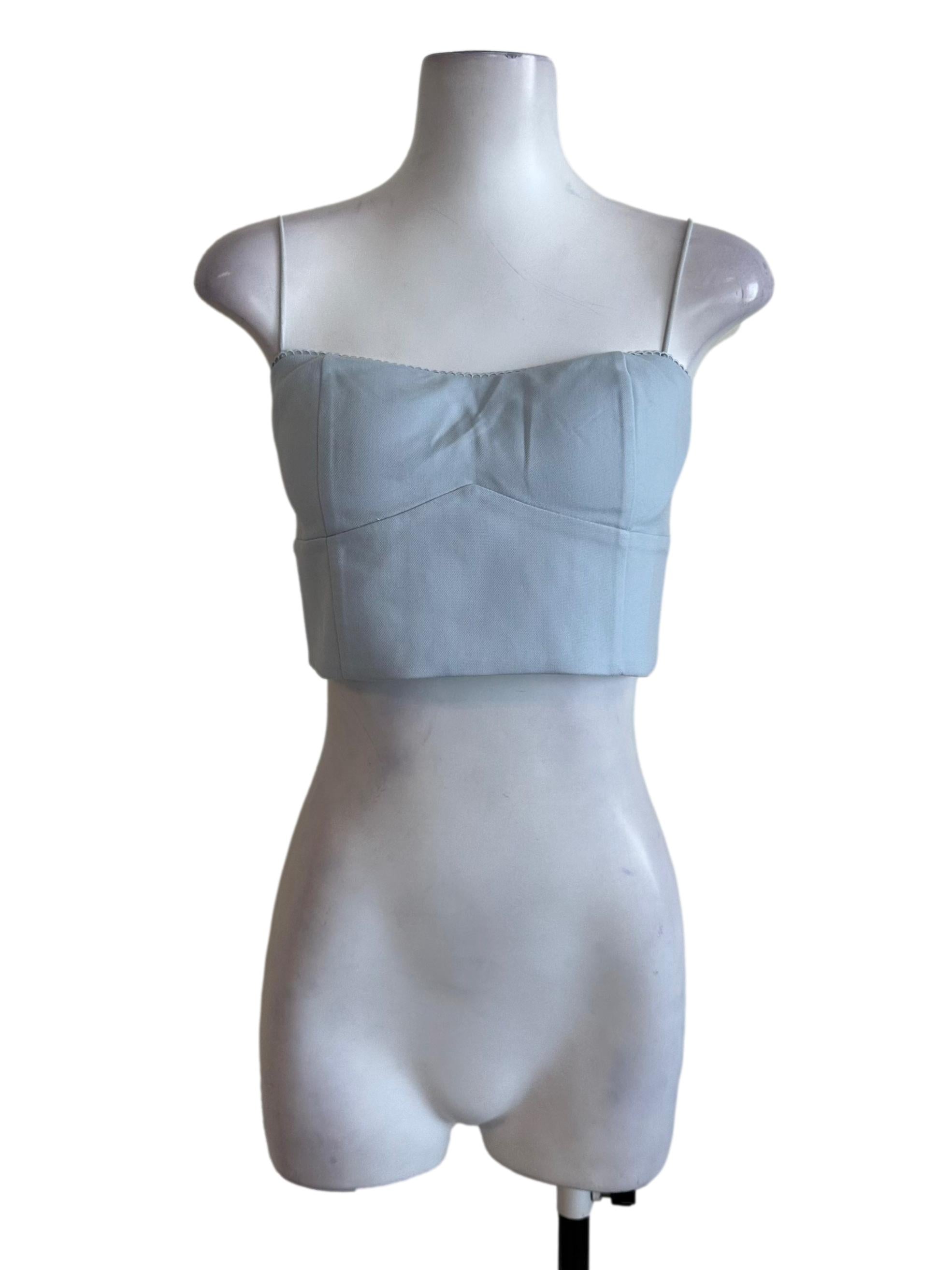 Light Blue Square Neck Crop Top