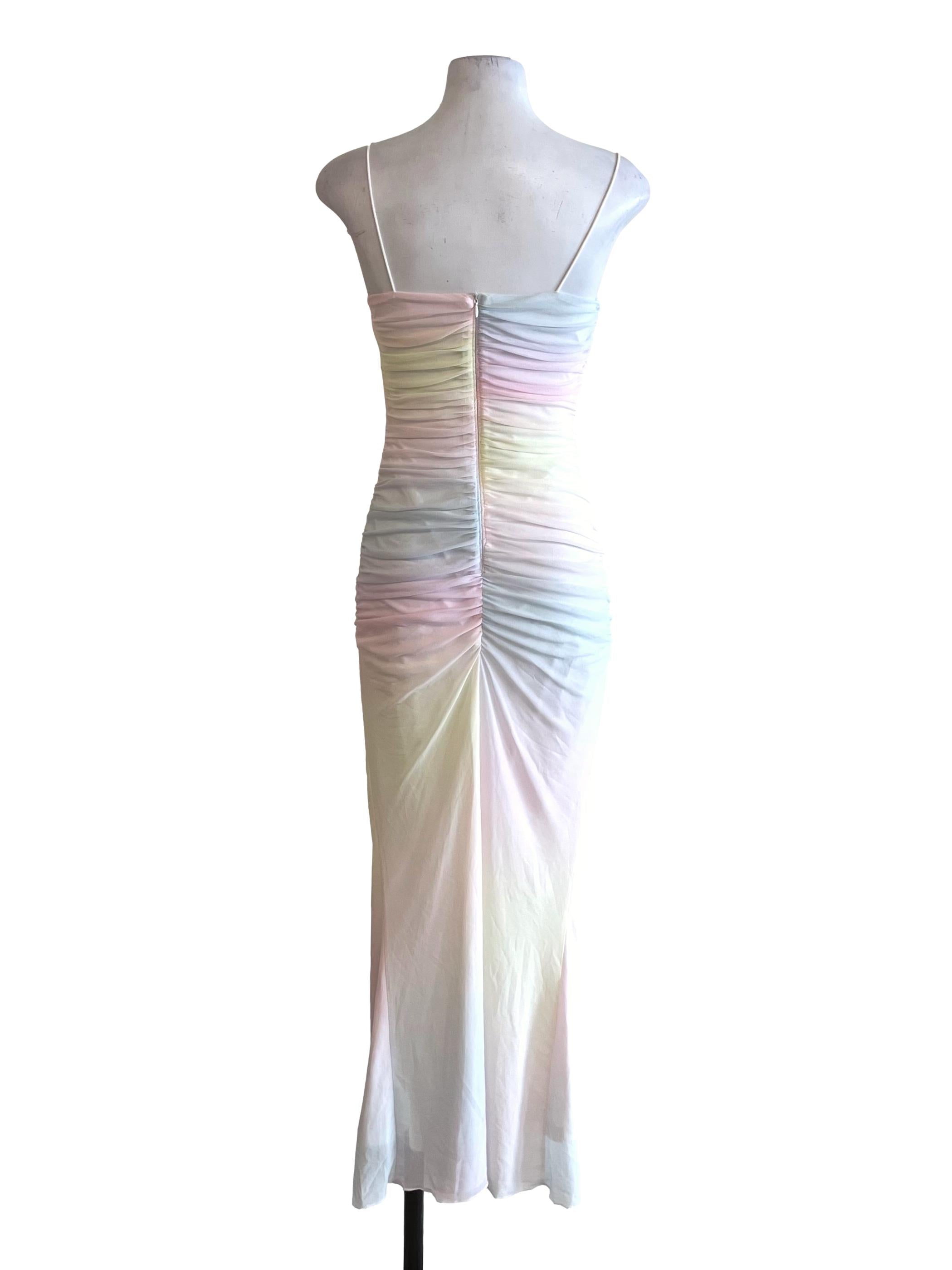 Pastel Gradient Mesh Bodycon Dress