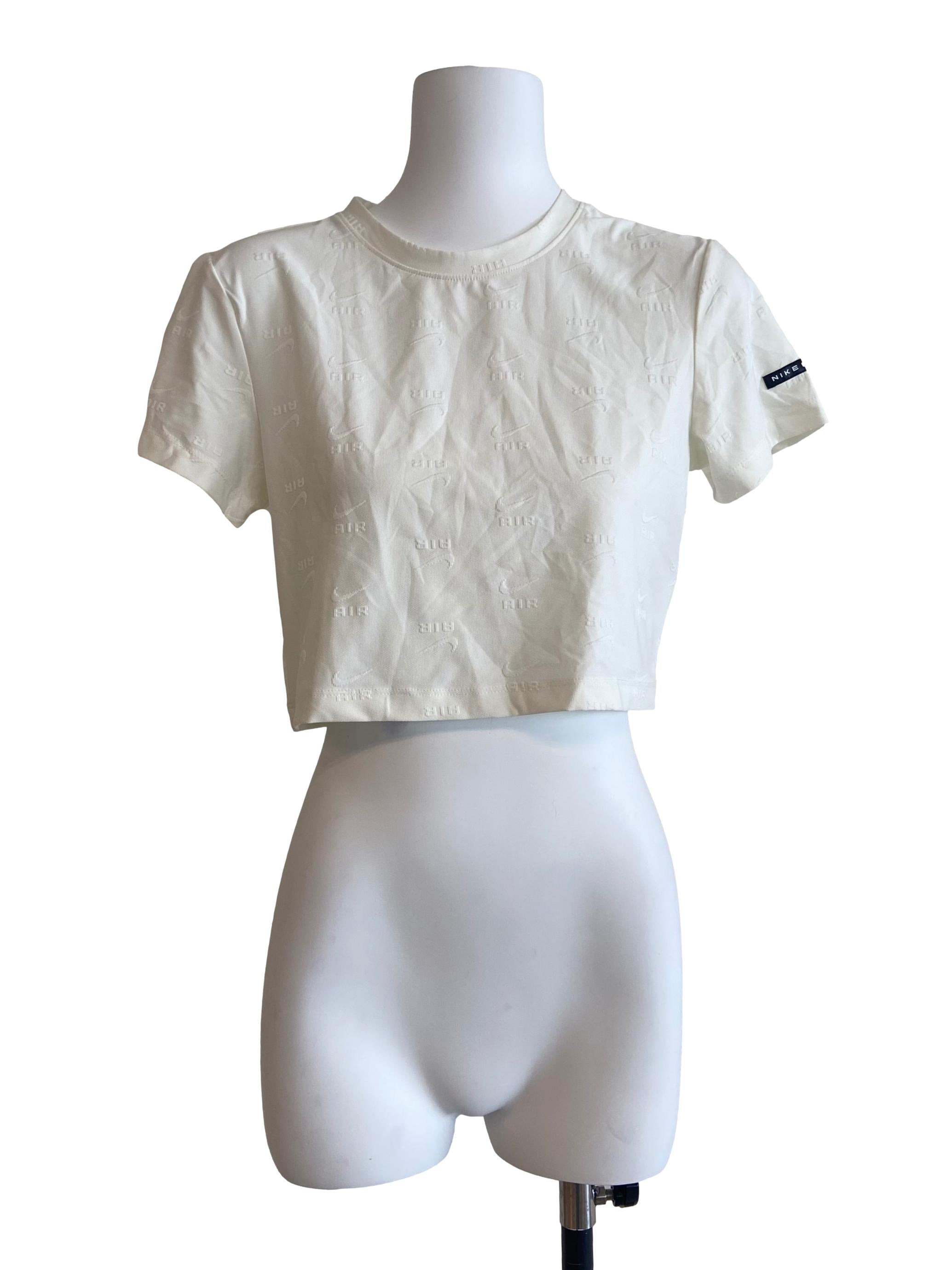 White Nike Logo Crop Top