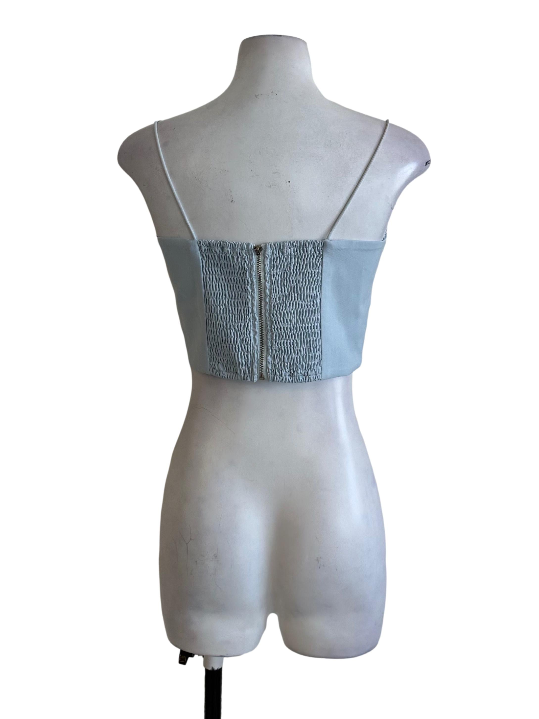 Light Blue Square Neck Crop Top