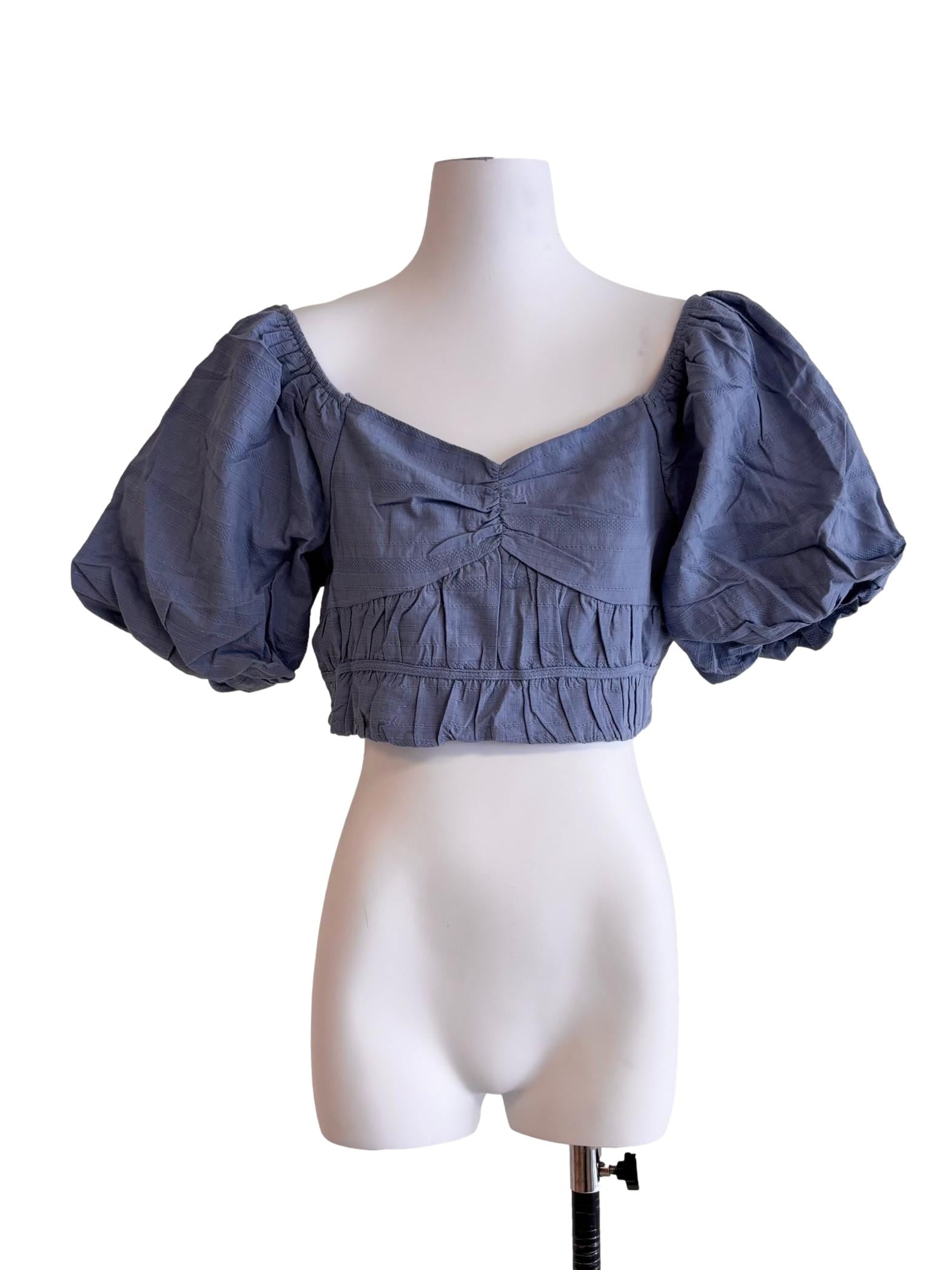 Aegean Blue Sweetheart Neckline Crop Top