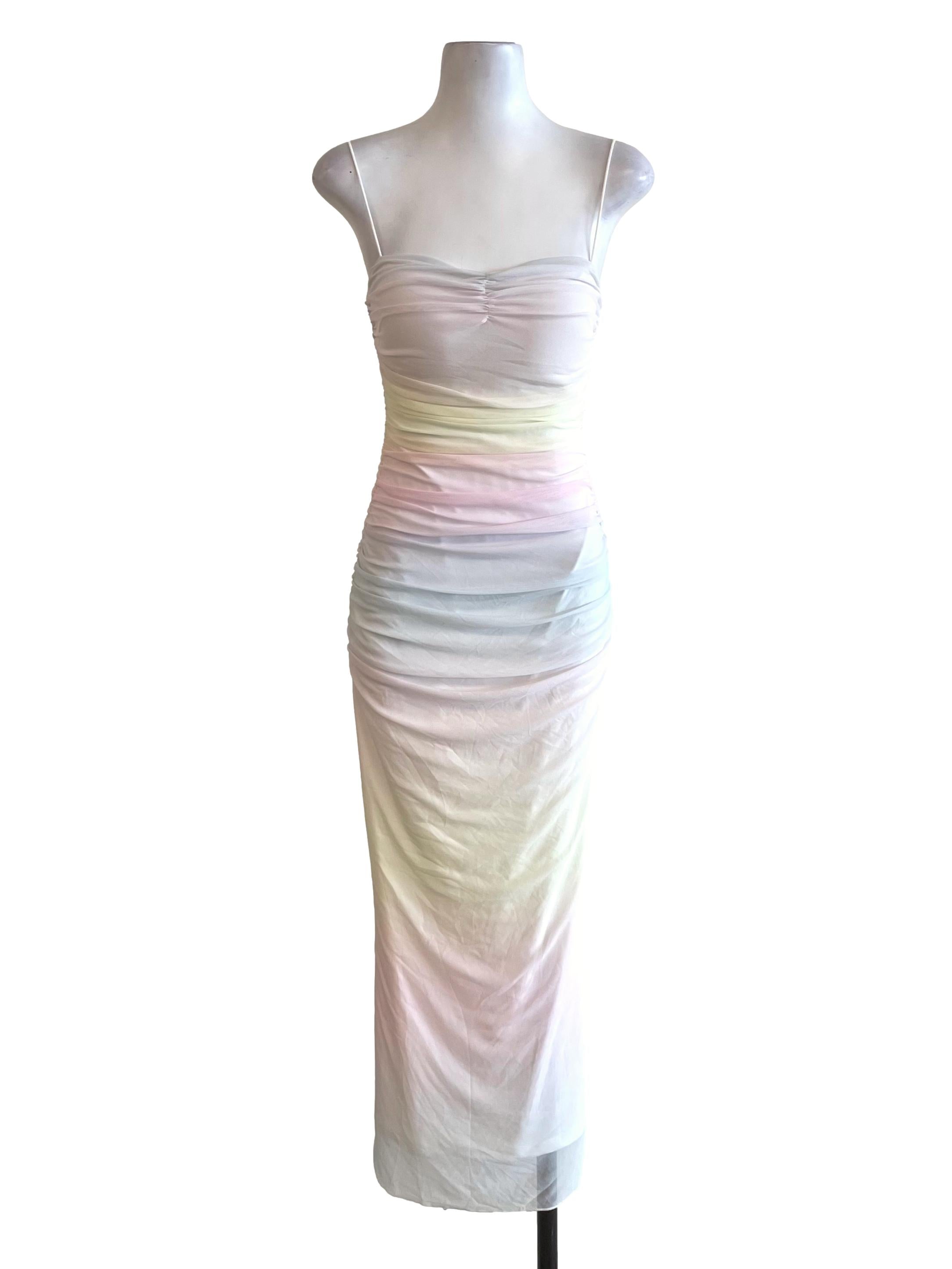 Pastel Gradient Mesh Bodycon Dress