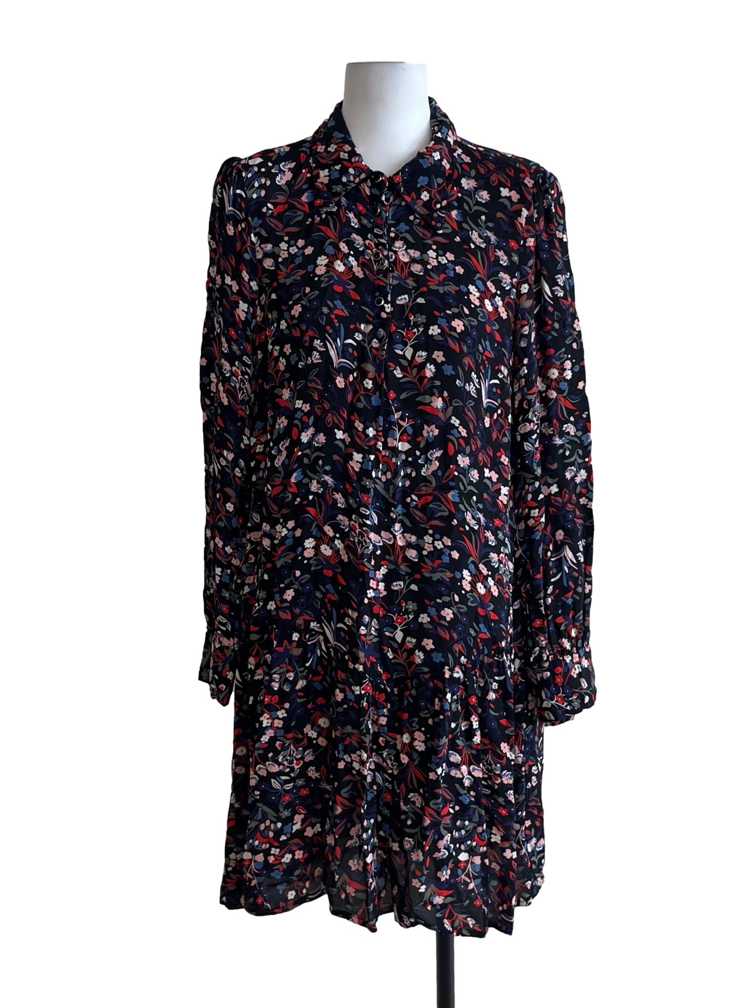Black Floral Button Down Dress
