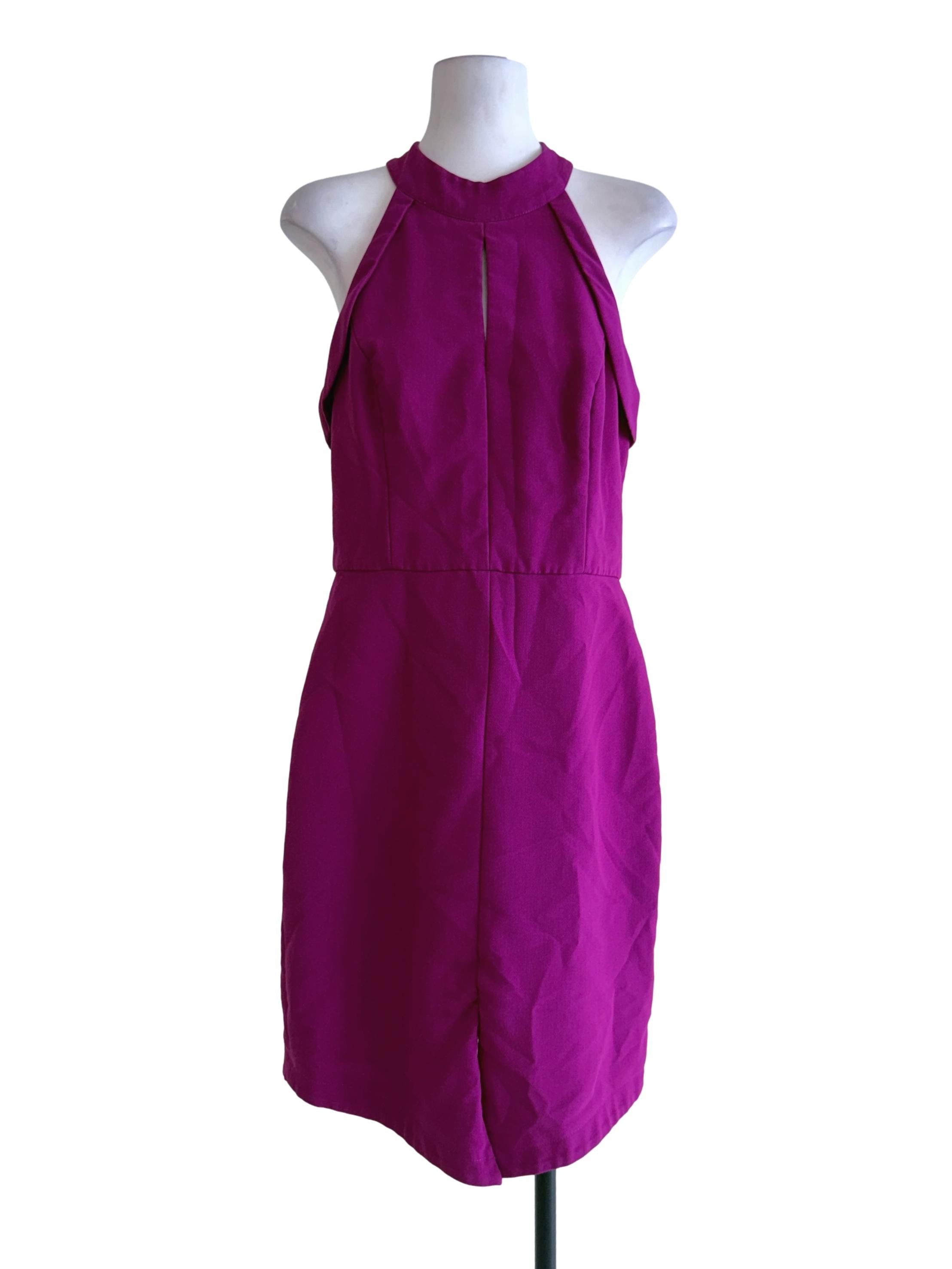 Pink Halter Slit Dress