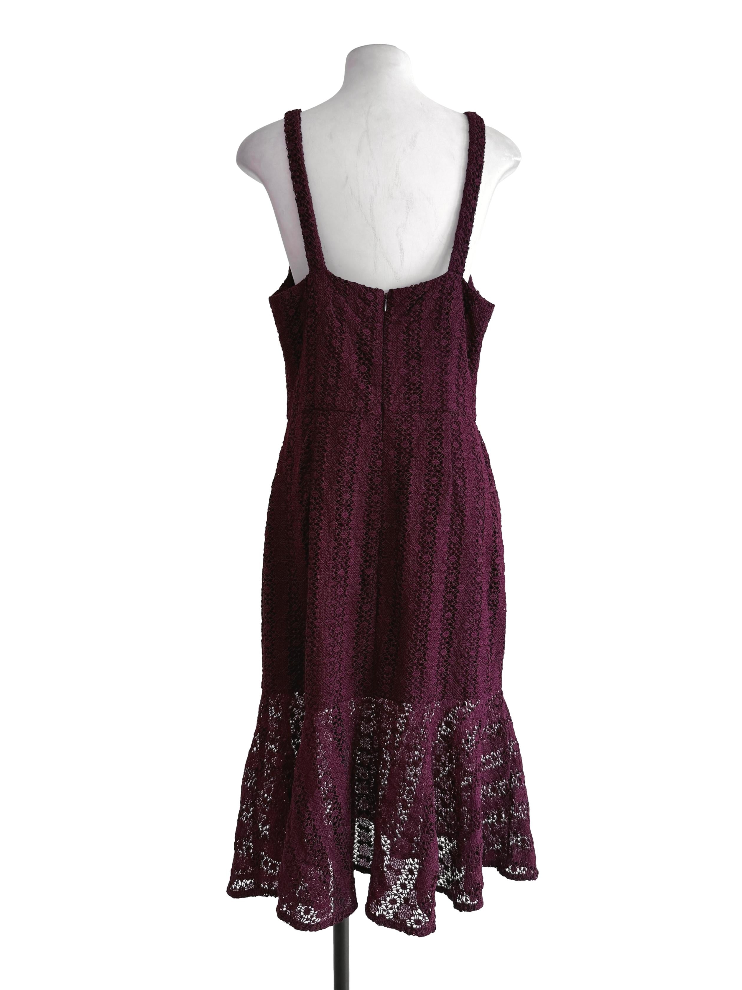 Deep Maroon Embroidery Slip Dress