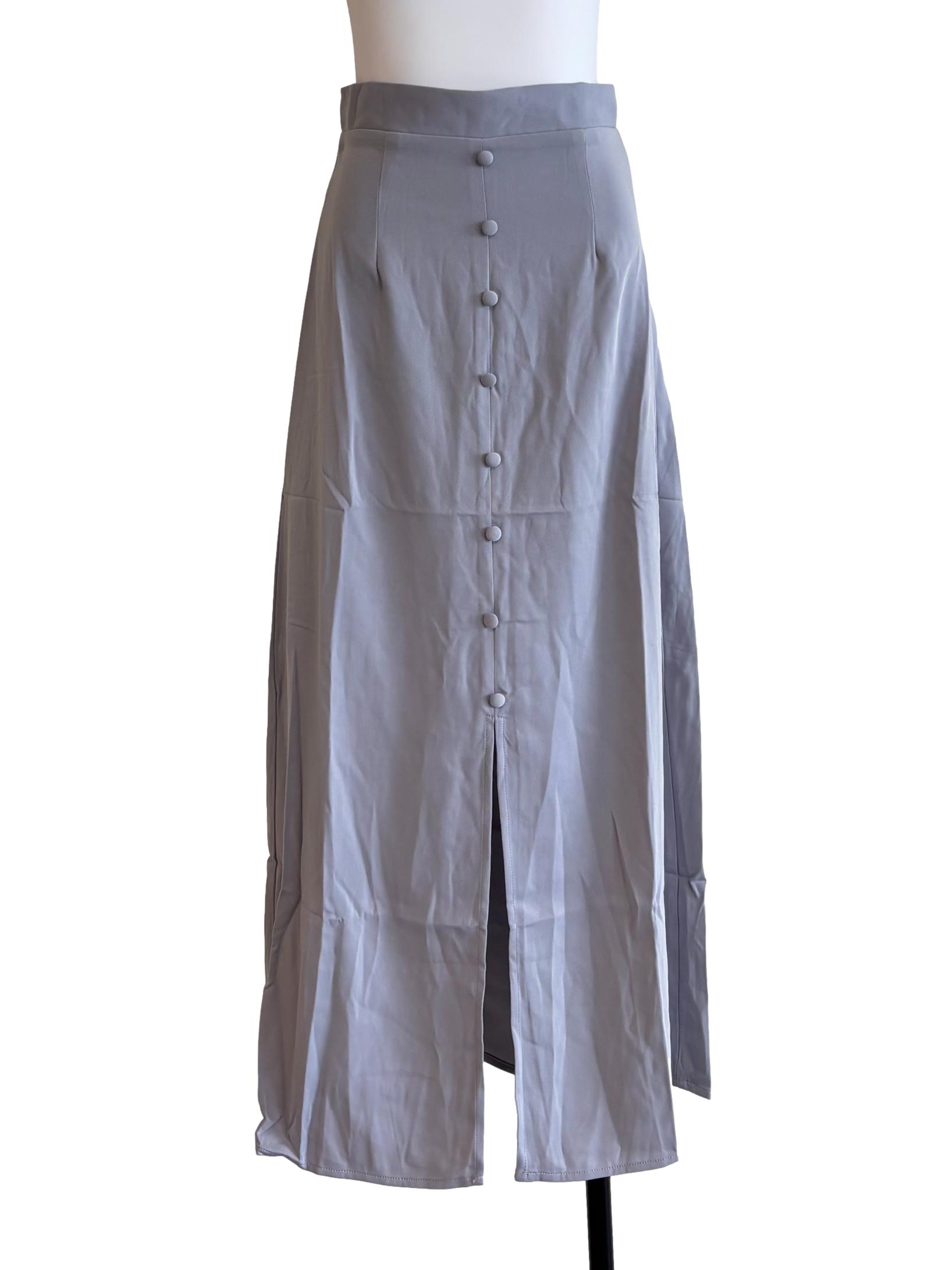 Sky Blue Front Button Skirt