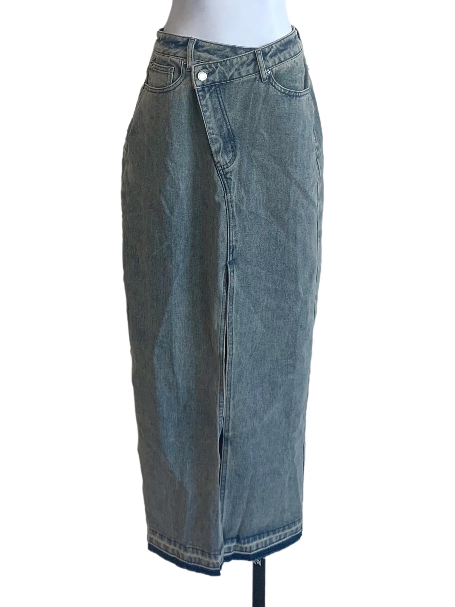 Stone Blue Sheath Jeans Skirts YHF