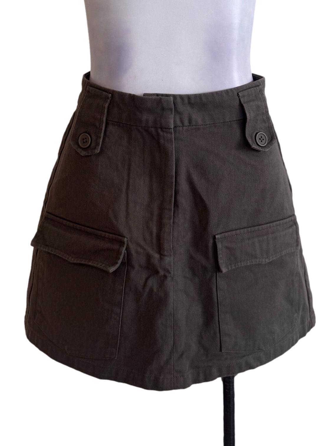 Dark Green Cargo Mini Skirts