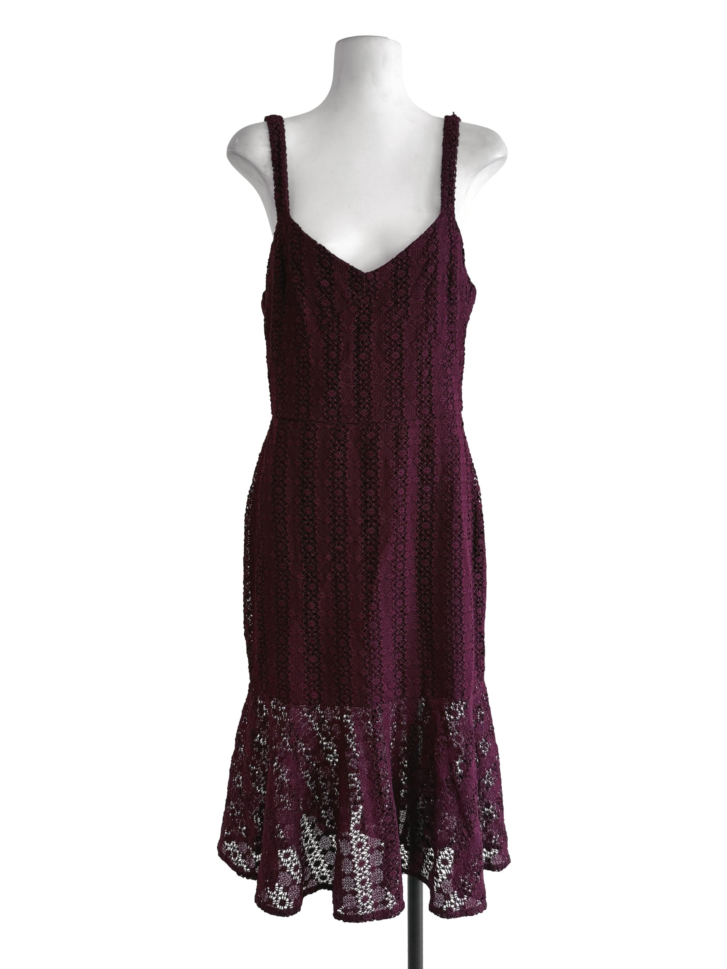 Deep Maroon Embroidery Slip Dress