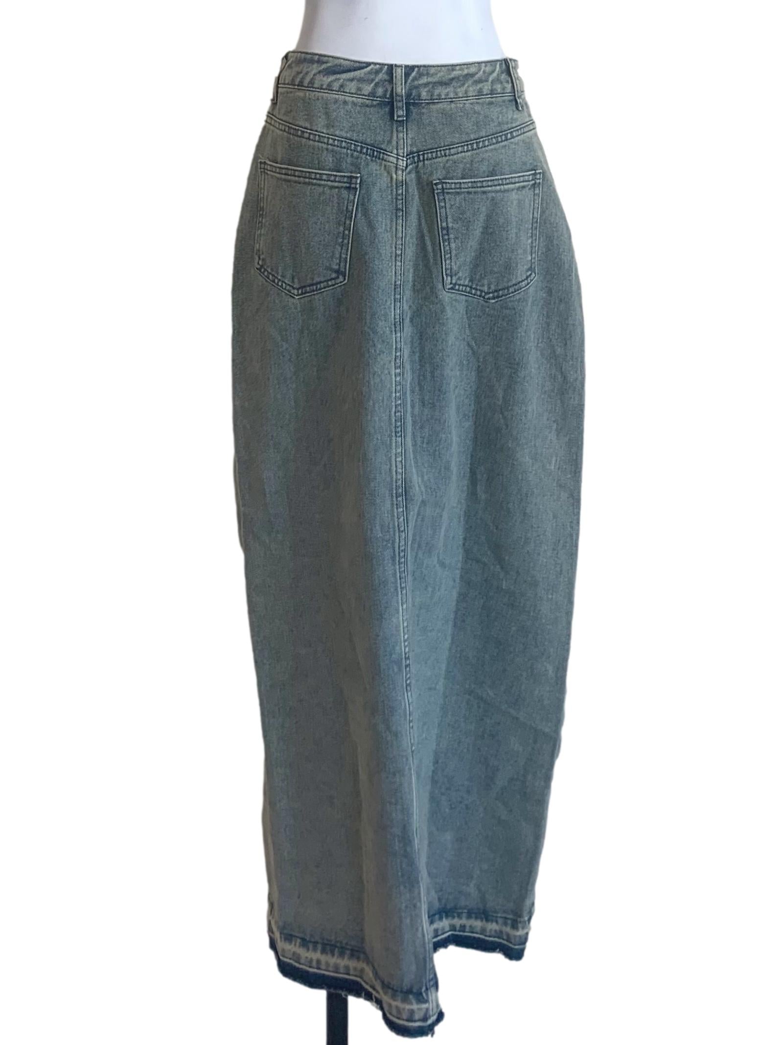 Stone Blue Sheath Jeans Skirts YHF
